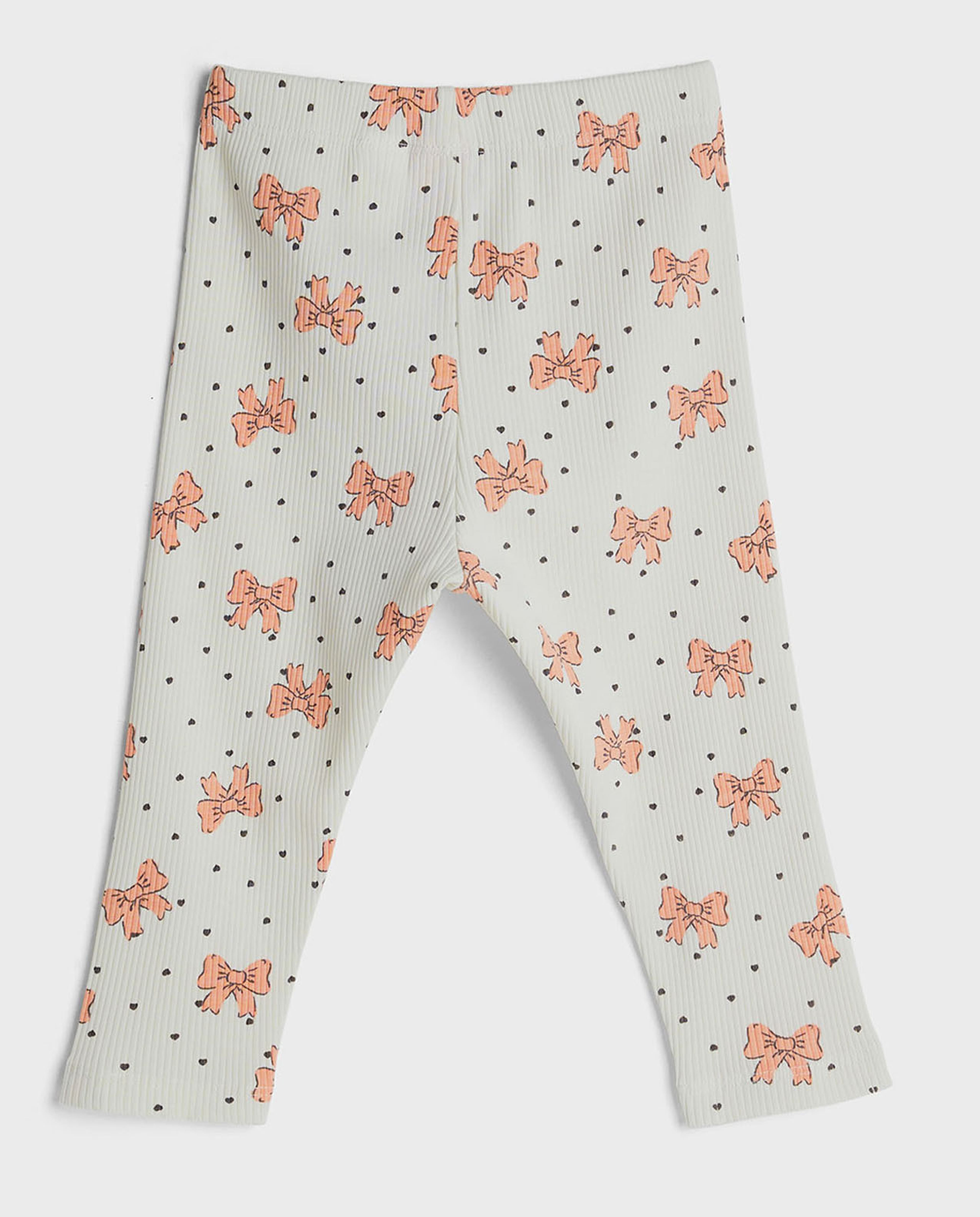 Bow Printed Leggings with Elastic Waist