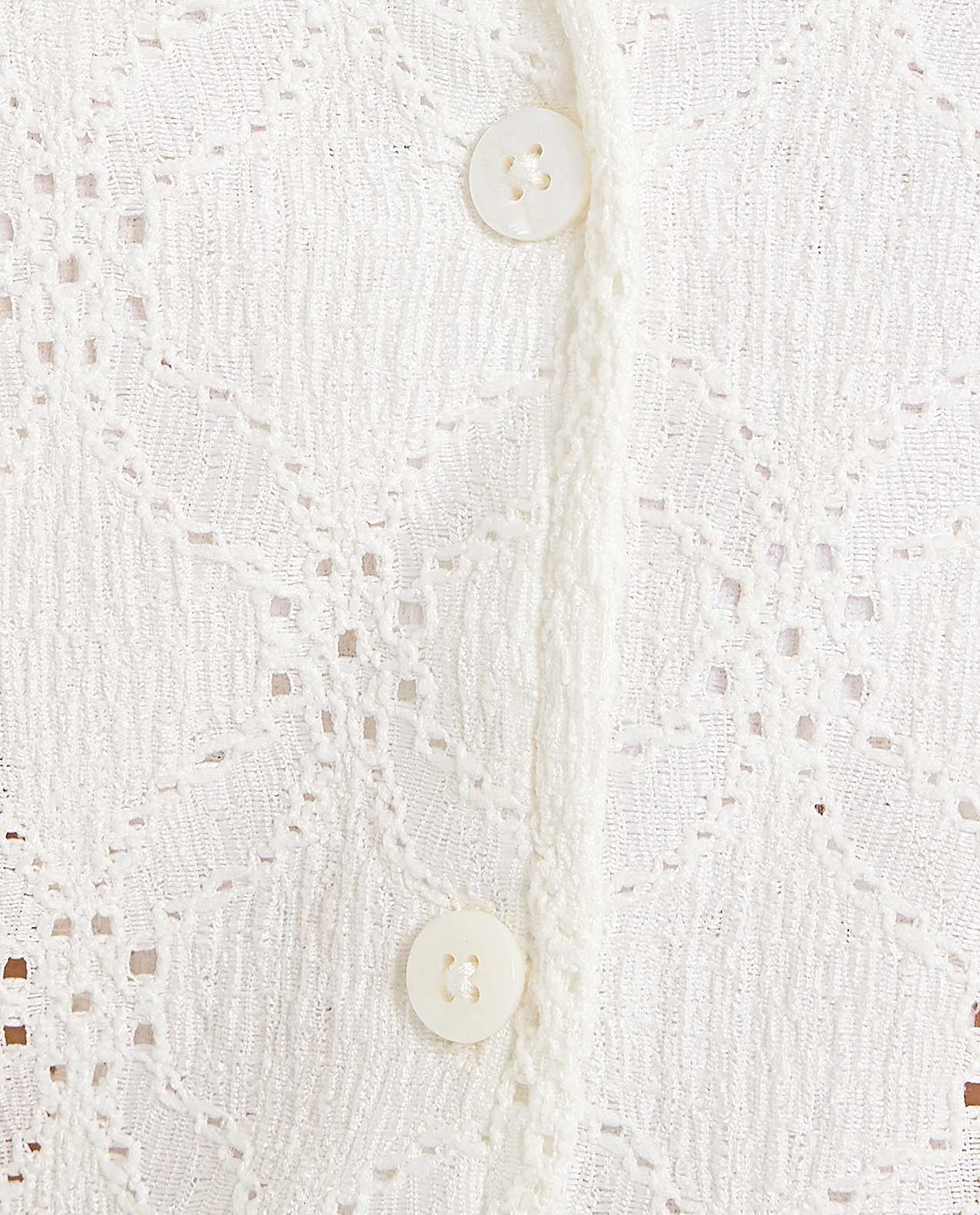 Schiffli Shirt with Revere Collar and Short Sleeves