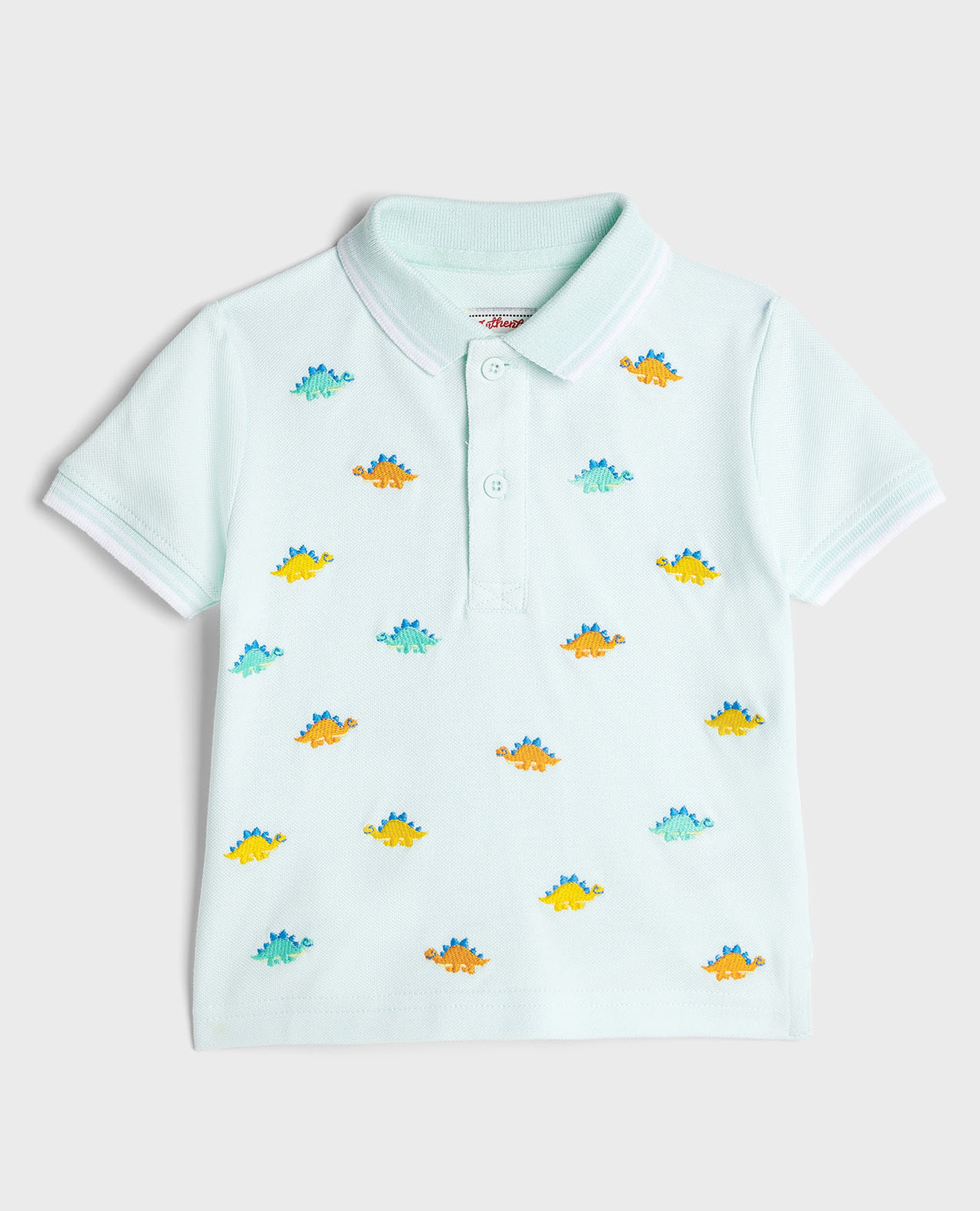 تيشيرت بولو مطرز بأكمام قصيرة