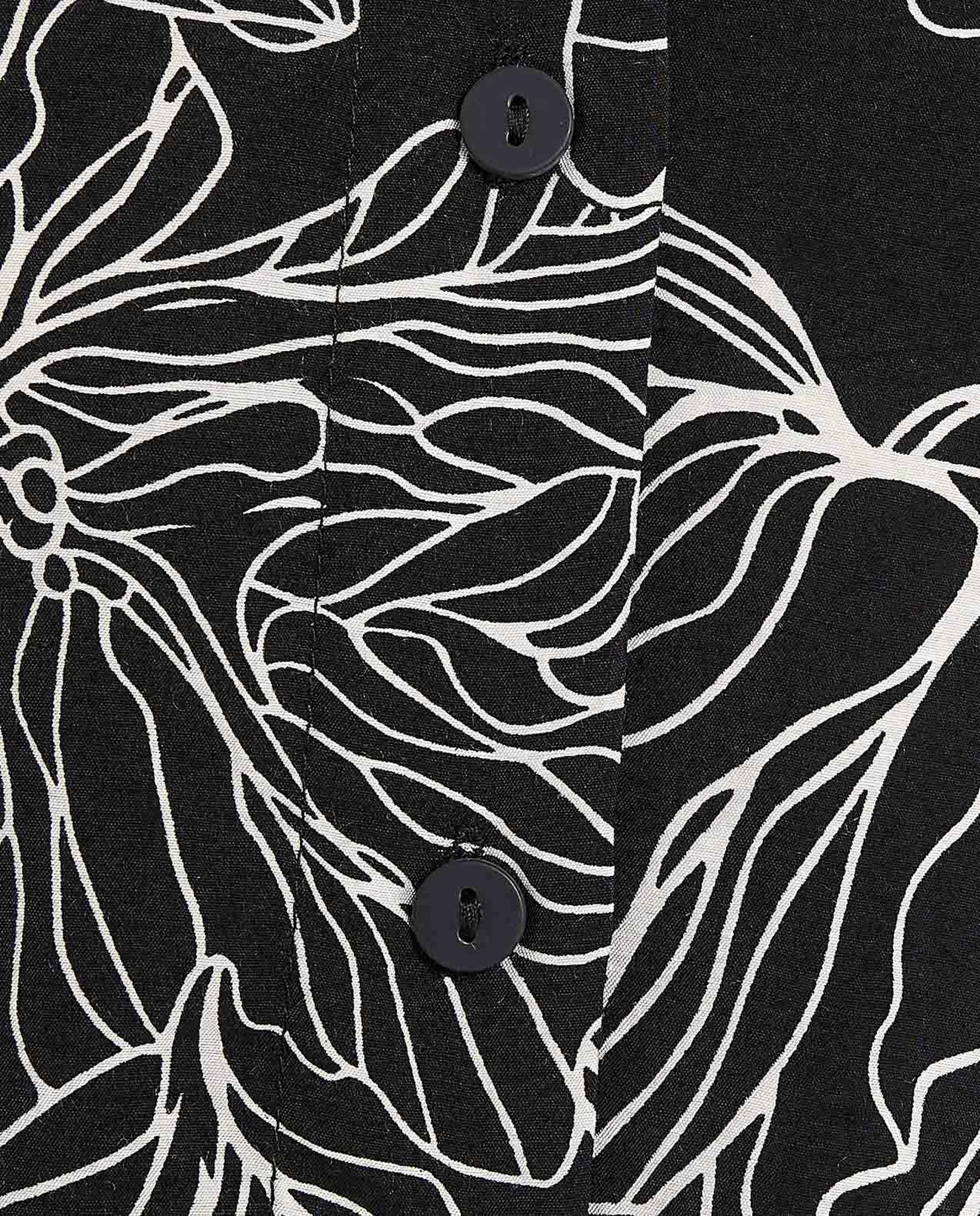 Printed Shirt Tunic with Classic Collar and Long Sleeves