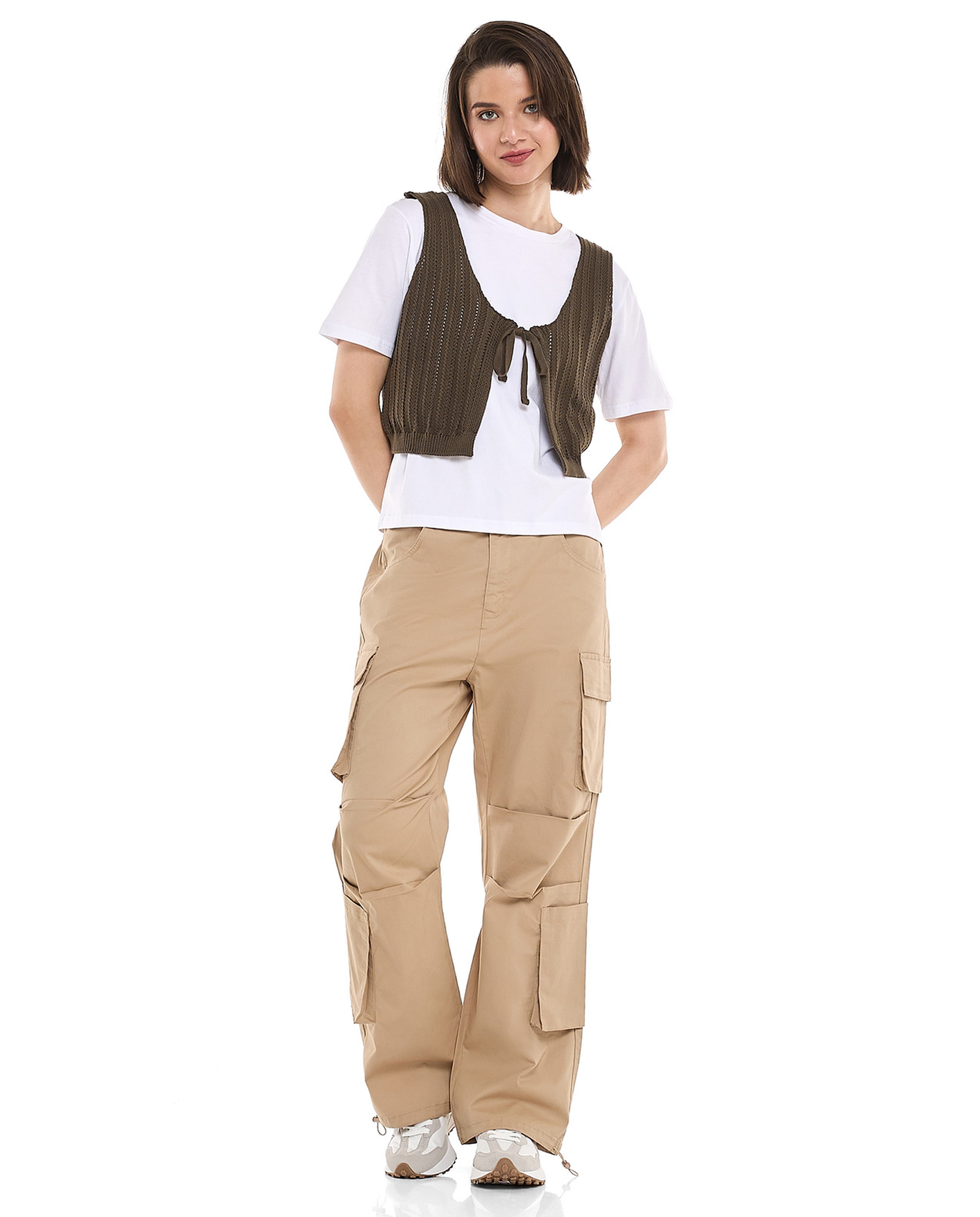 Vest Style T-Shirt with Crew Neck and Short Sleeves