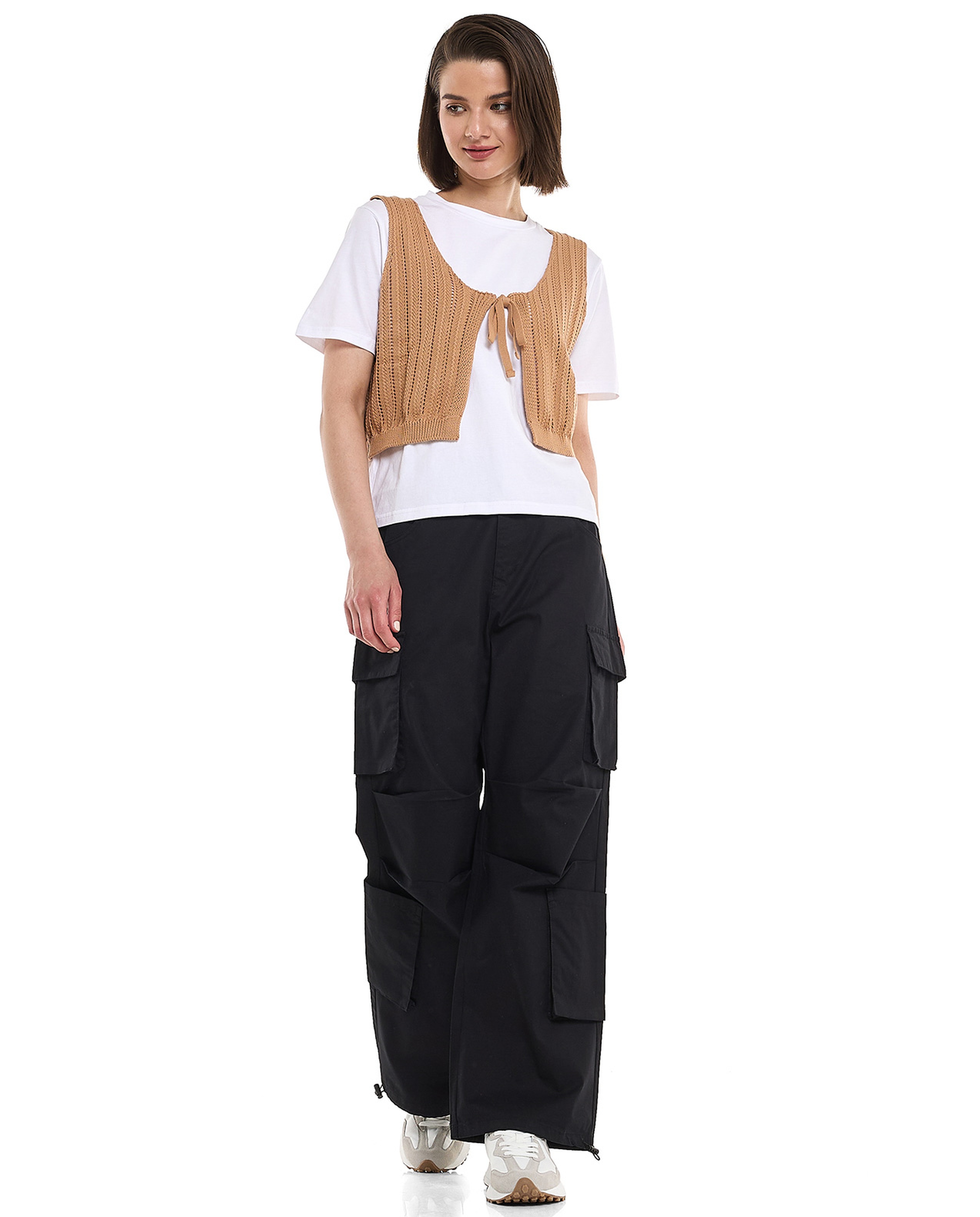 Vest Style T-Shirt with Crew Neck and Short Sleeves