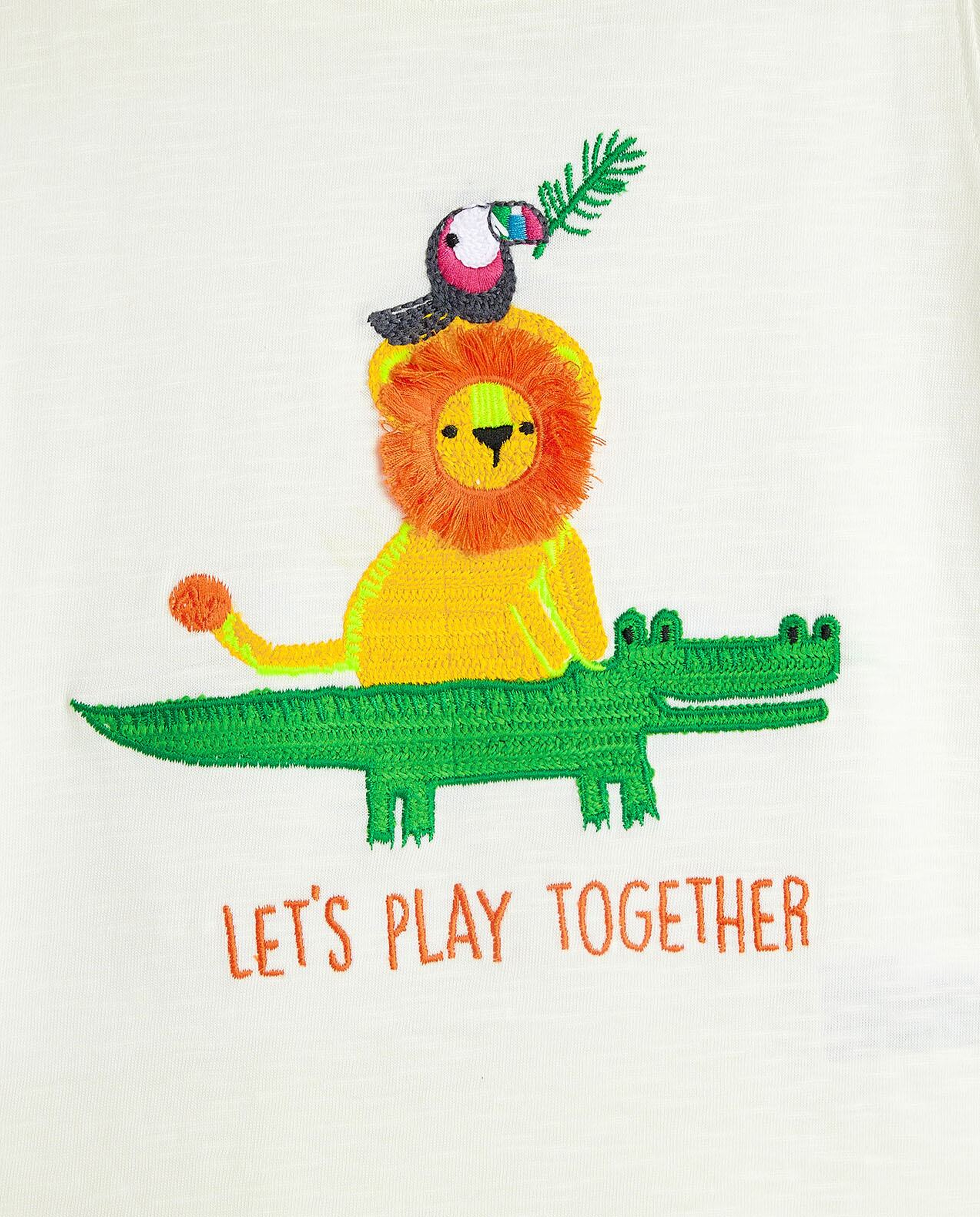 Embroidered T-Shirt with Crew Neck and Short Sleeves