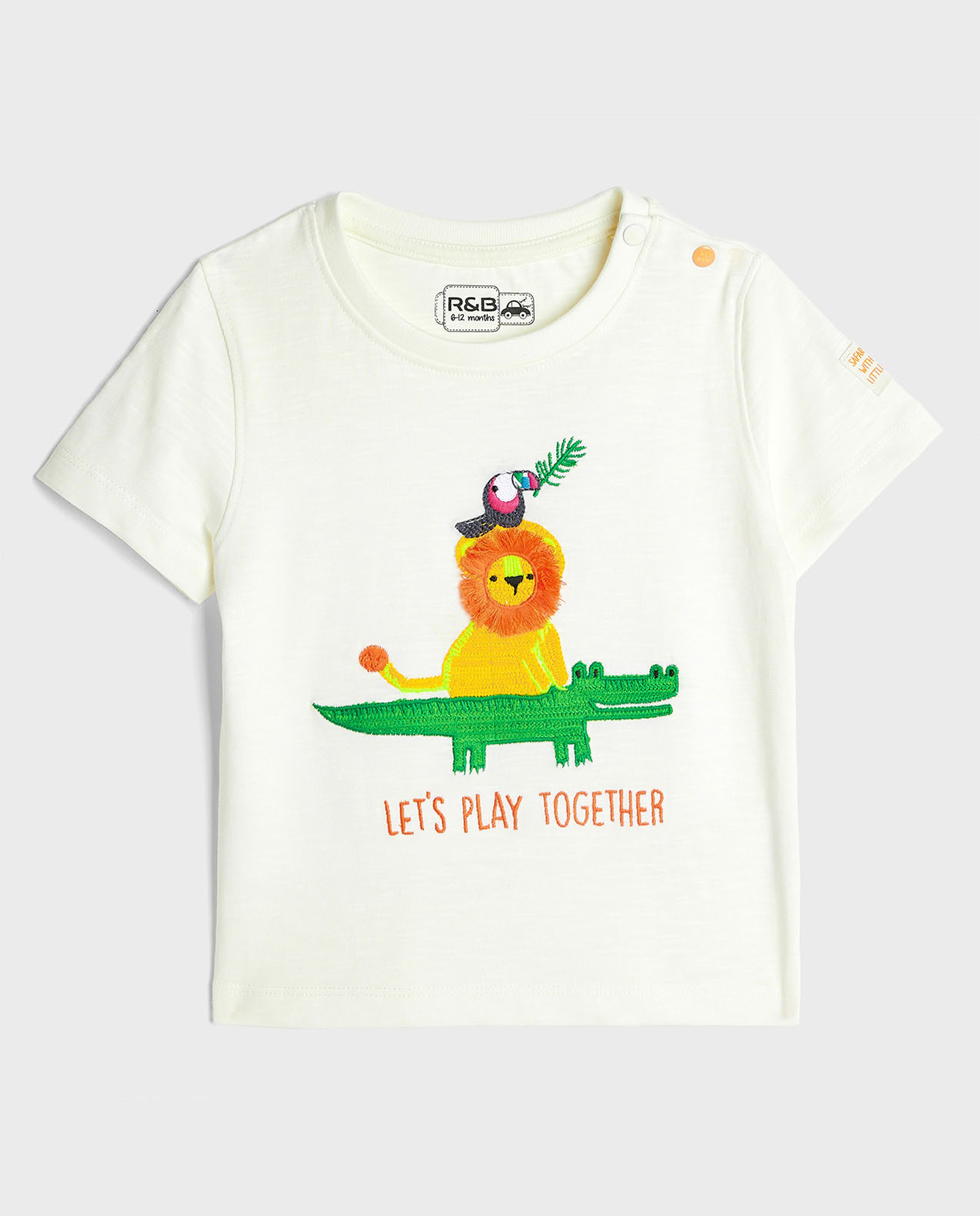 Embroidered T-Shirt with Crew Neck and Short Sleeves