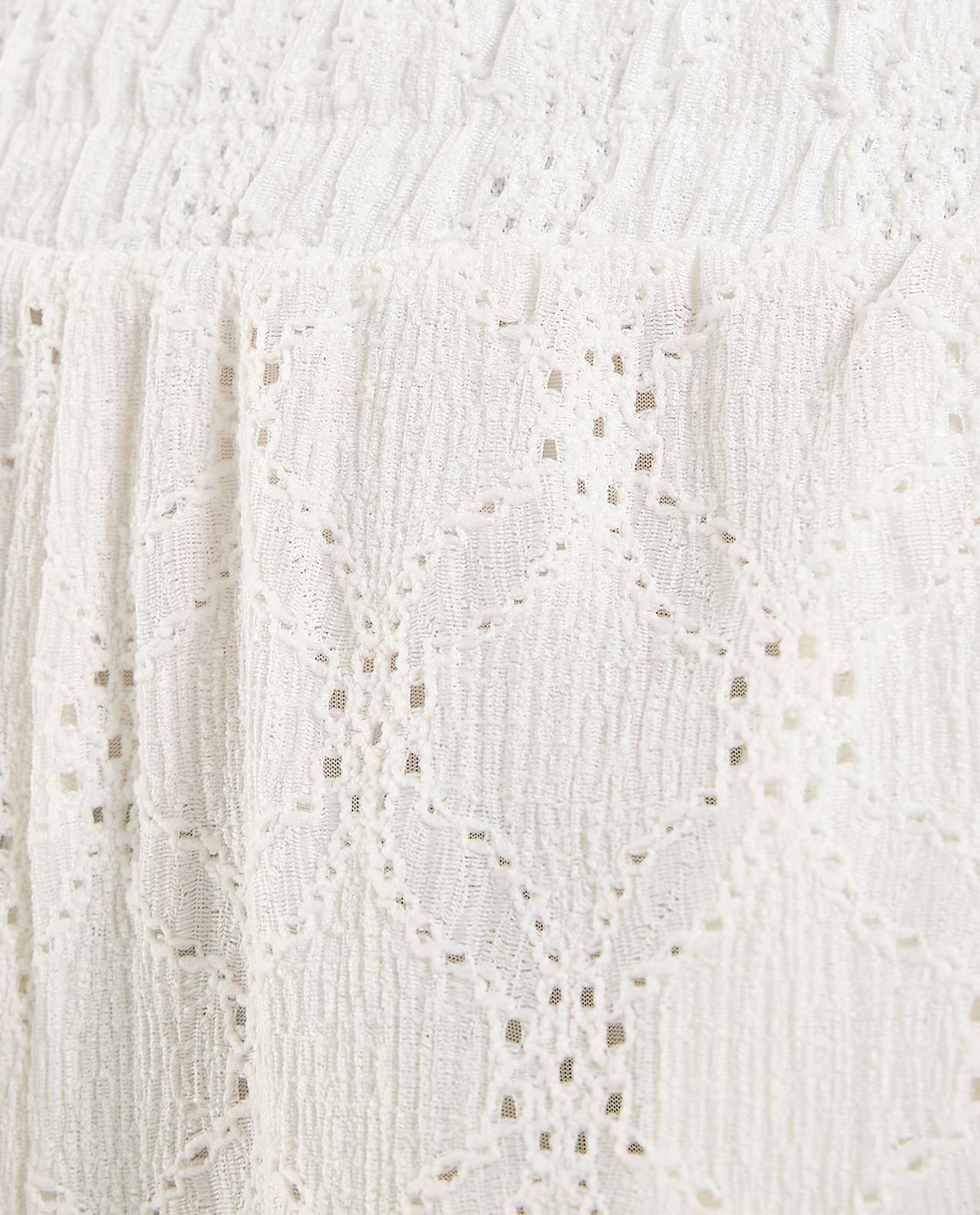 Schiffli Wide Leg Pants with Elastic Waist