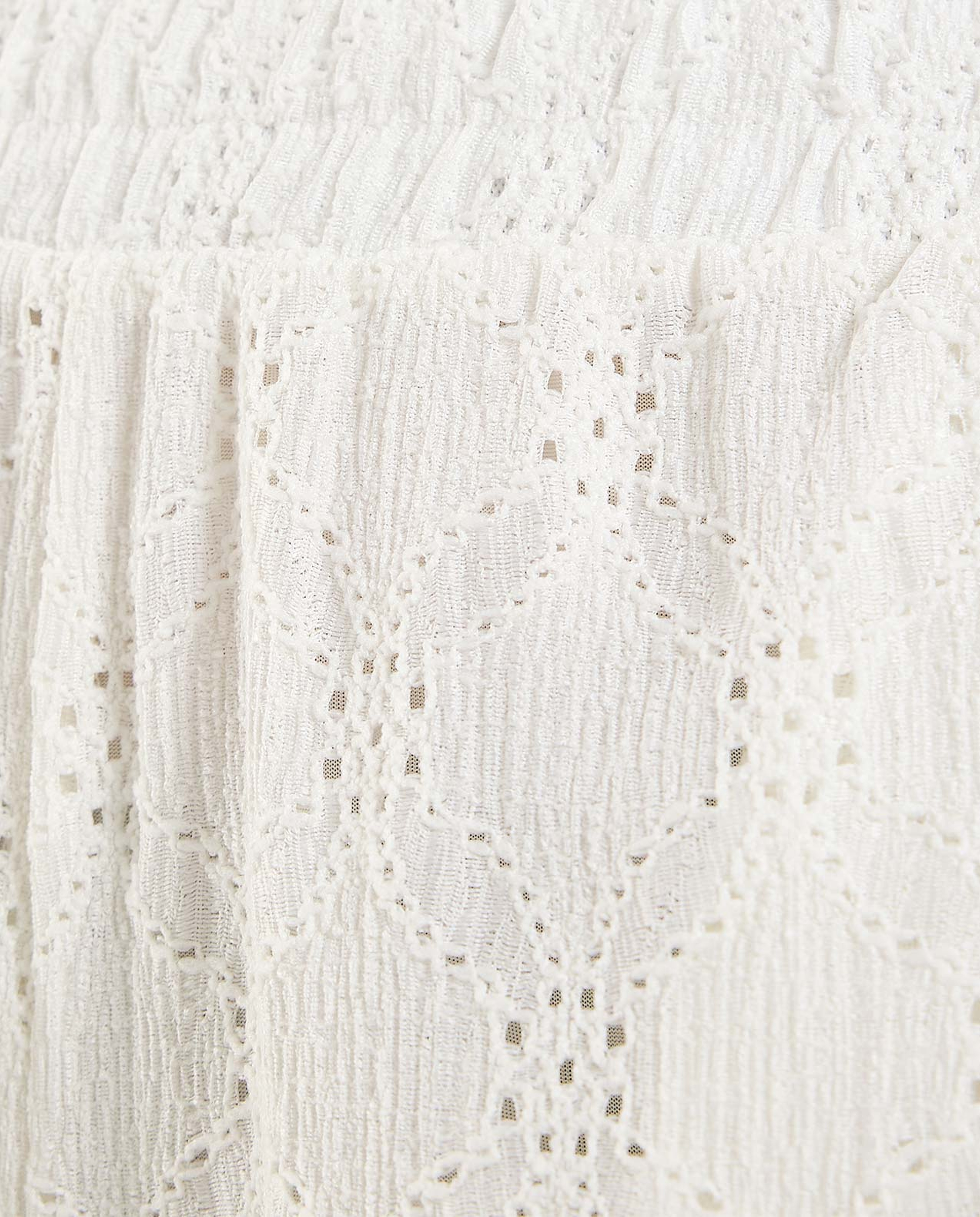 Schiffli Wide Leg Pants with Elastic Waist