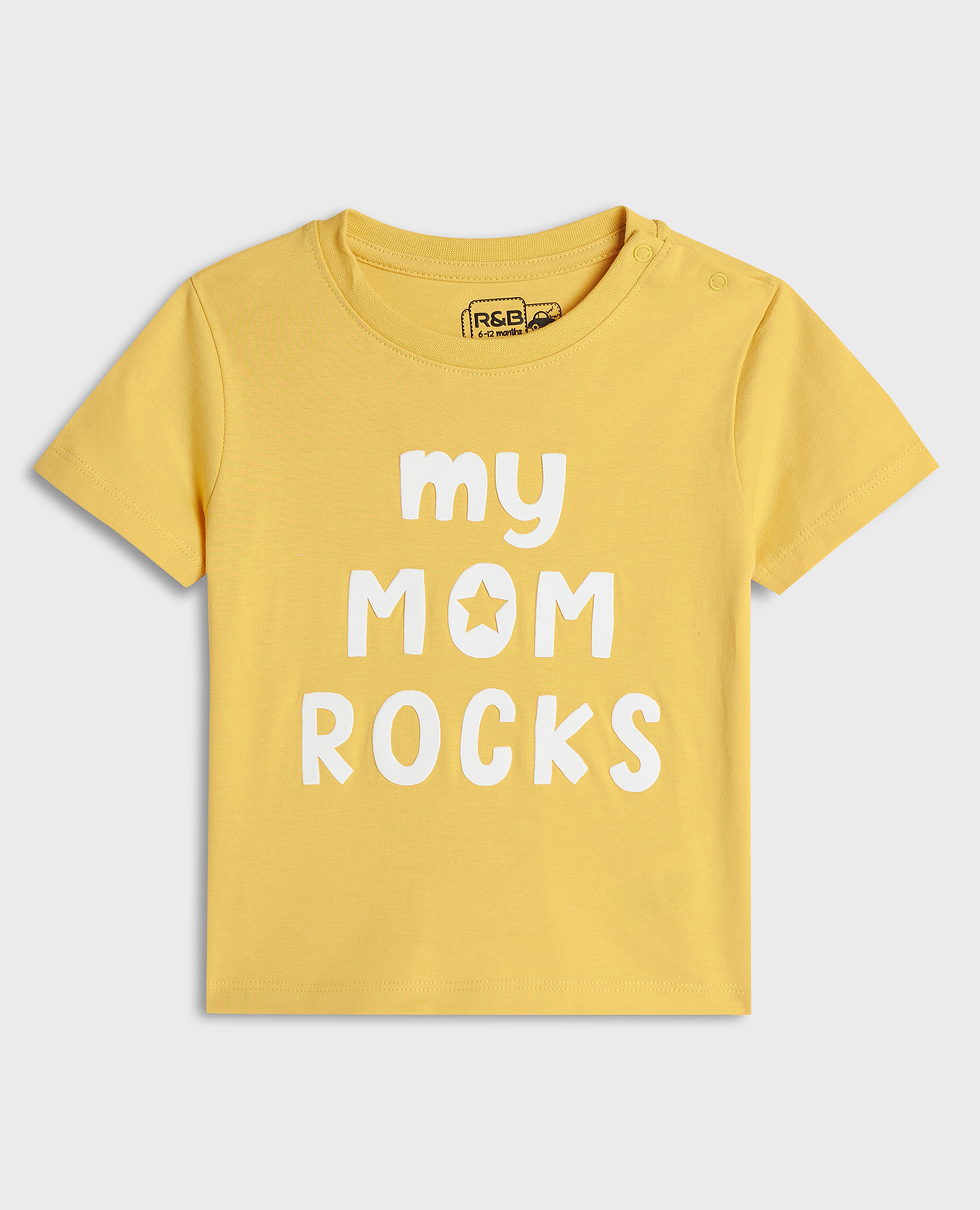 تيشيرت بياقة مستديرة وأكمام قصيرة وطبعة