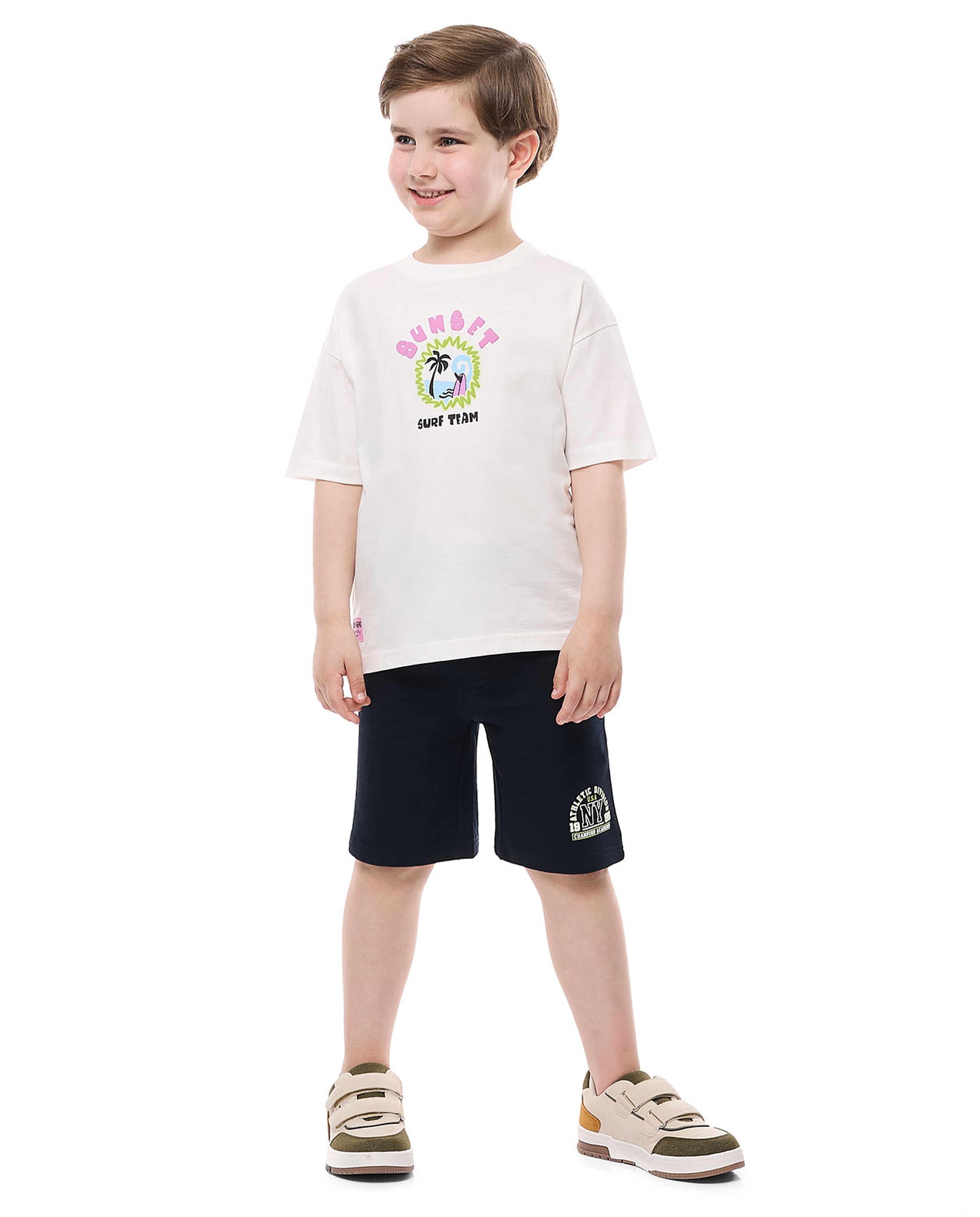 Printed T-Shirt with Crew Neck and Short Sleeves