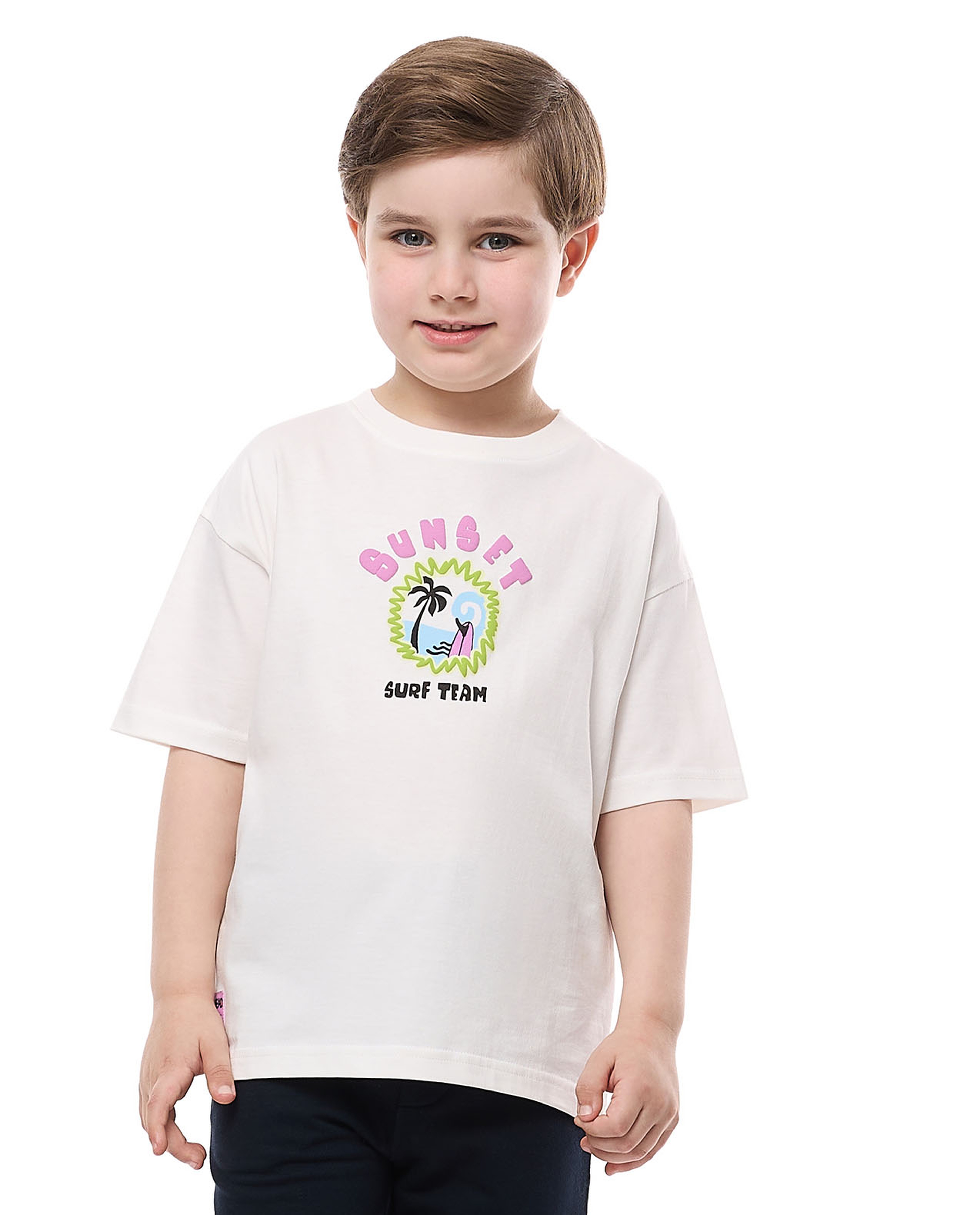 Printed T-Shirt with Crew Neck and Short Sleeves