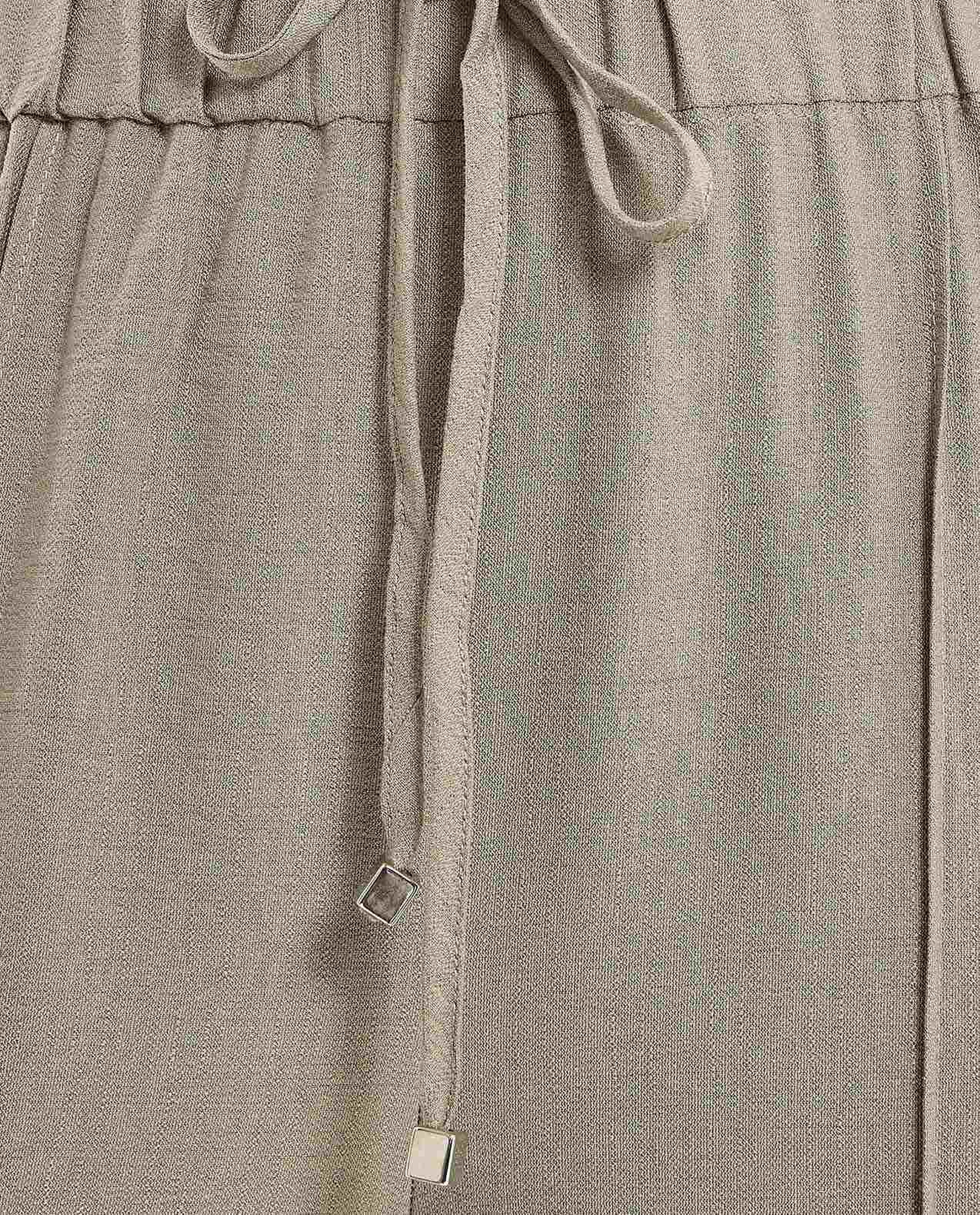 Solid Wide Leg Pants with Drawstring Closure