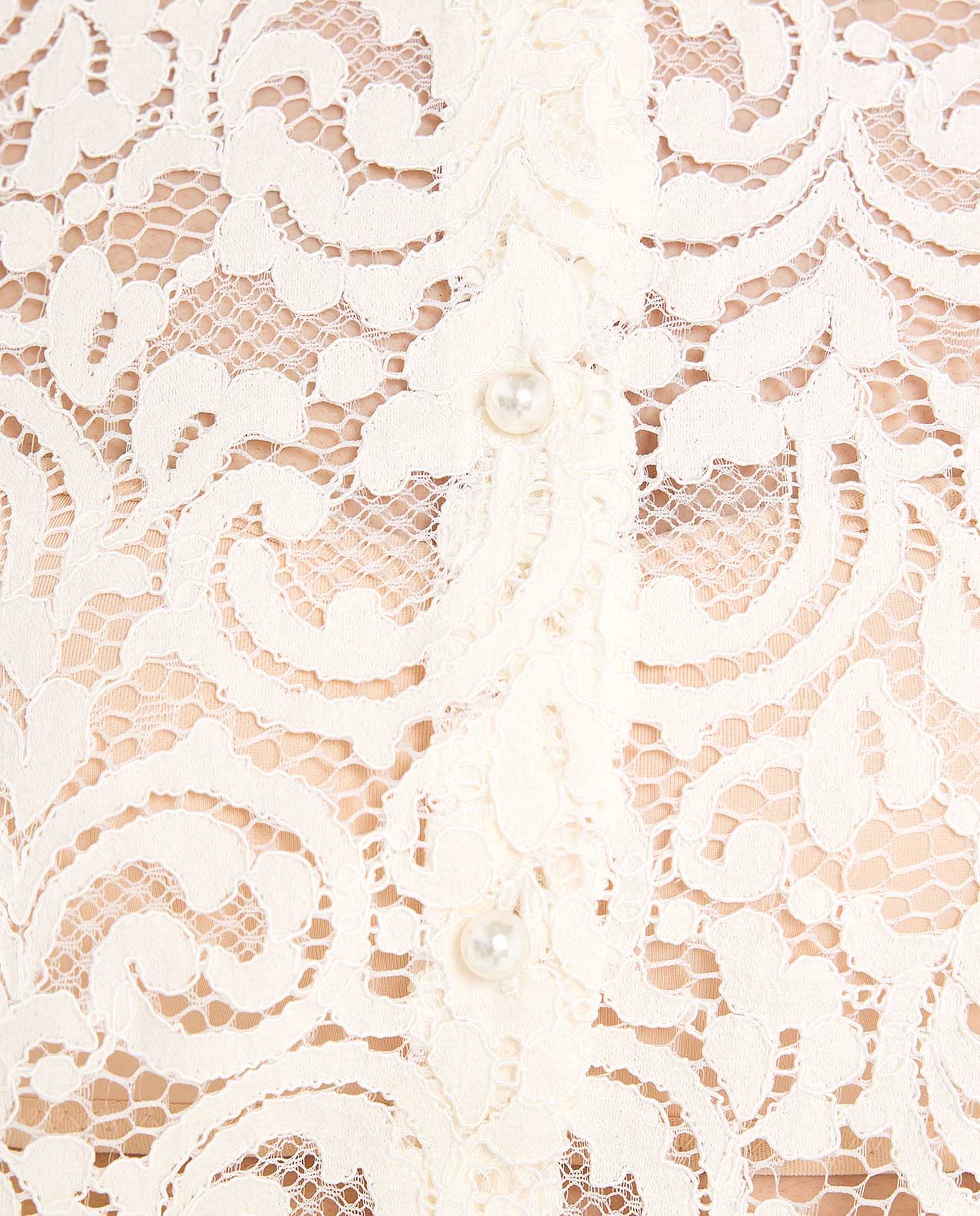 Lace Shirt with Classic Collar and Short Sleeves