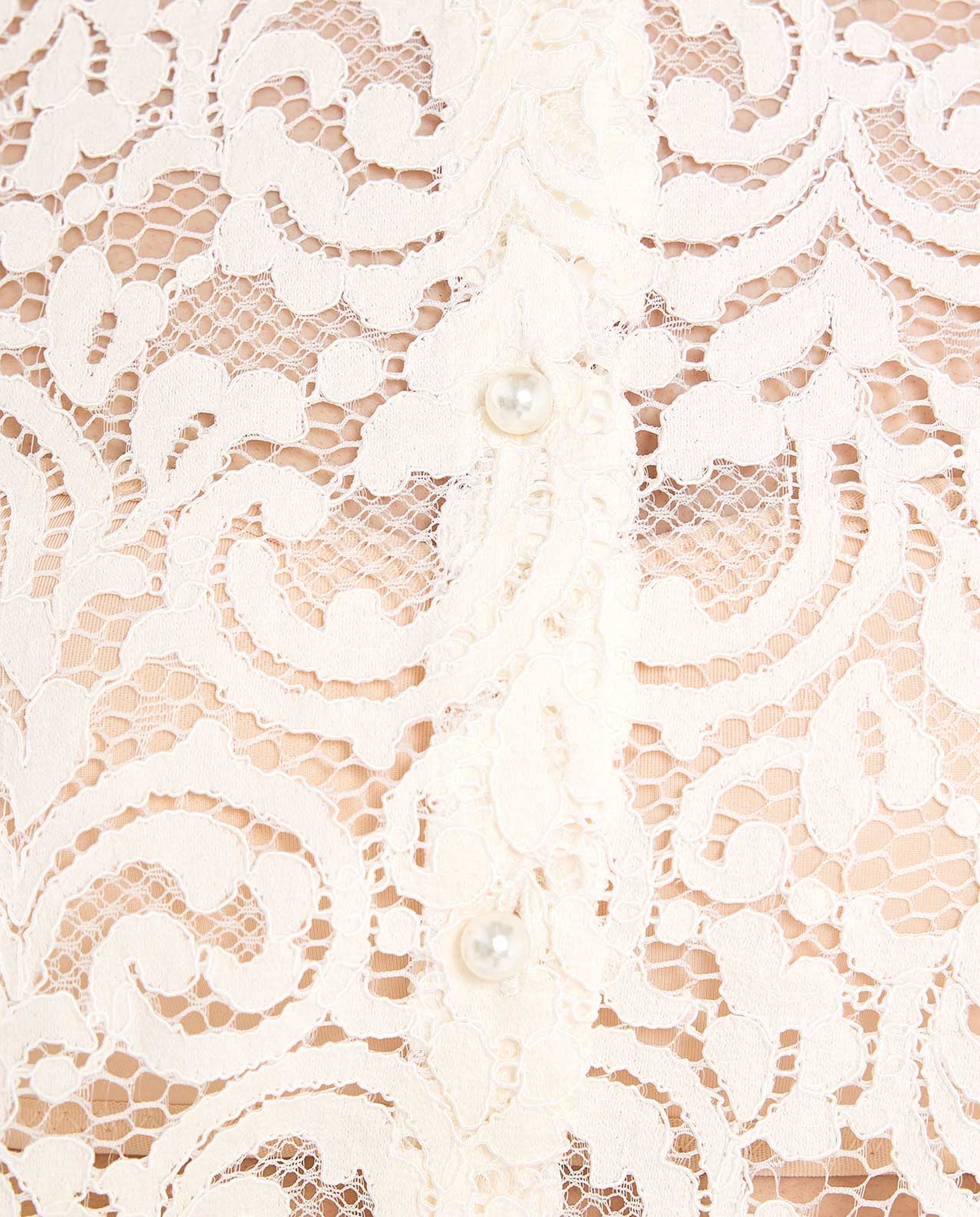 Lace Shirt with Classic Collar and Short Sleeves