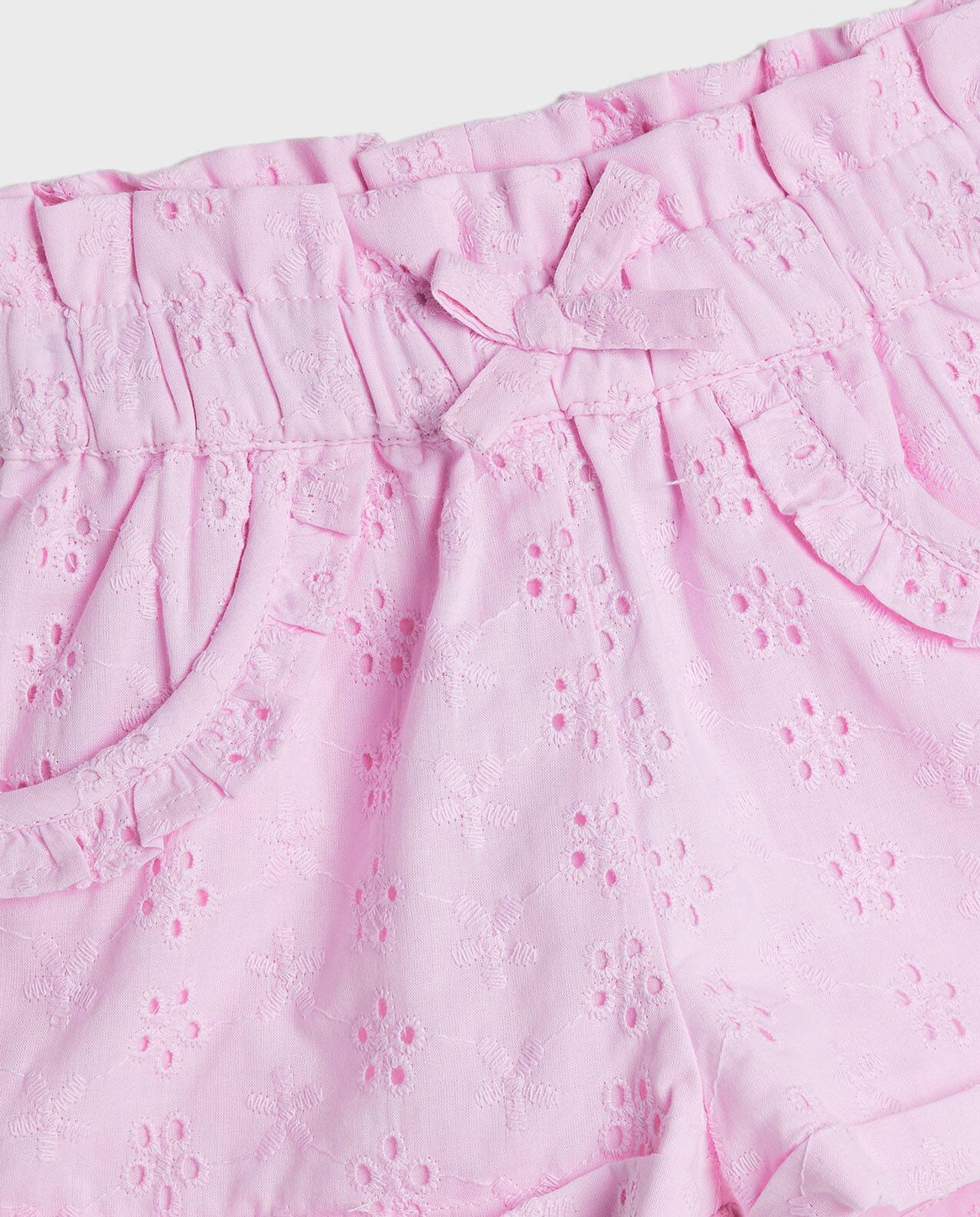 Schiffli Shorts with Paperbag Waist