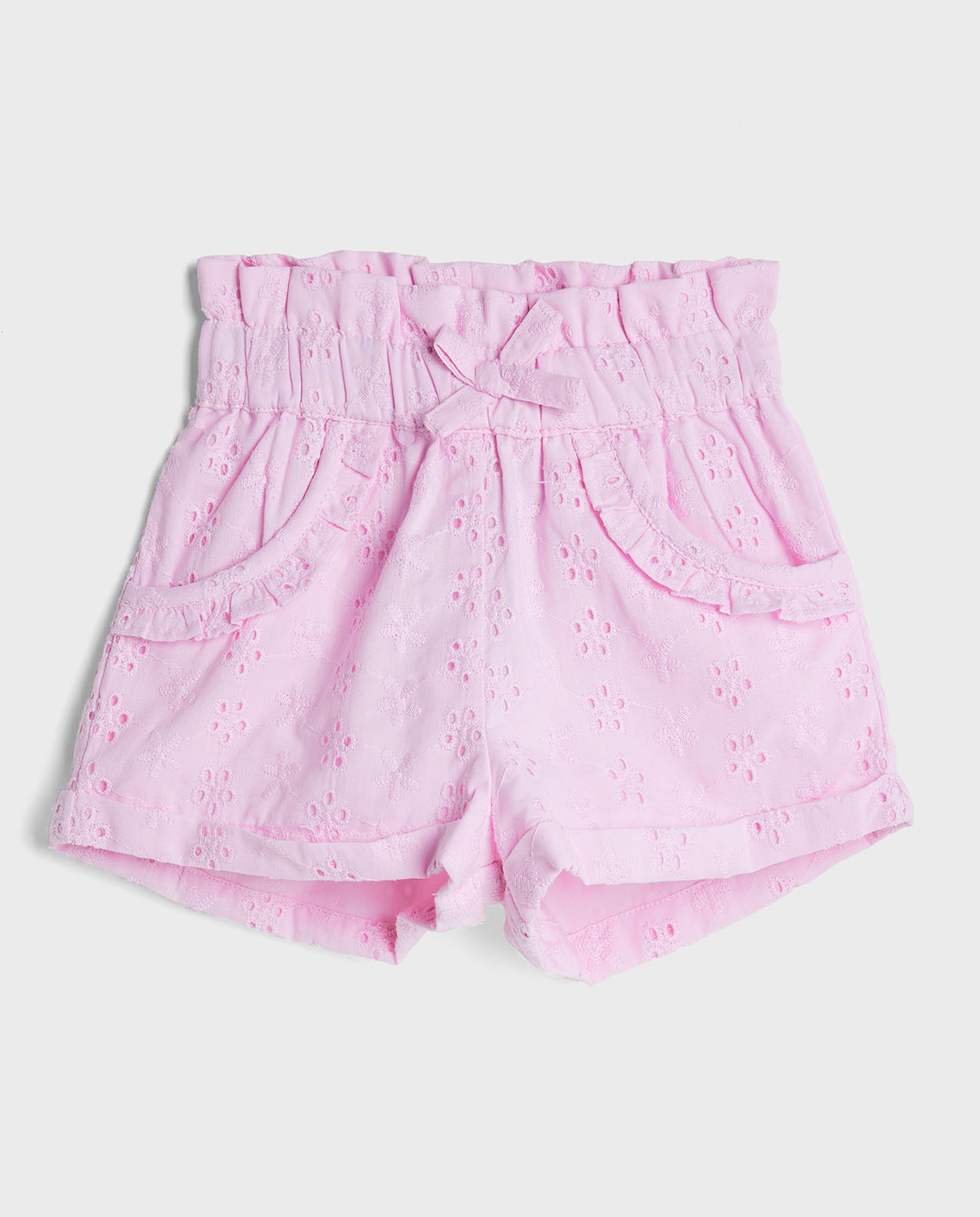 Schiffli Shorts with Paperbag Waist