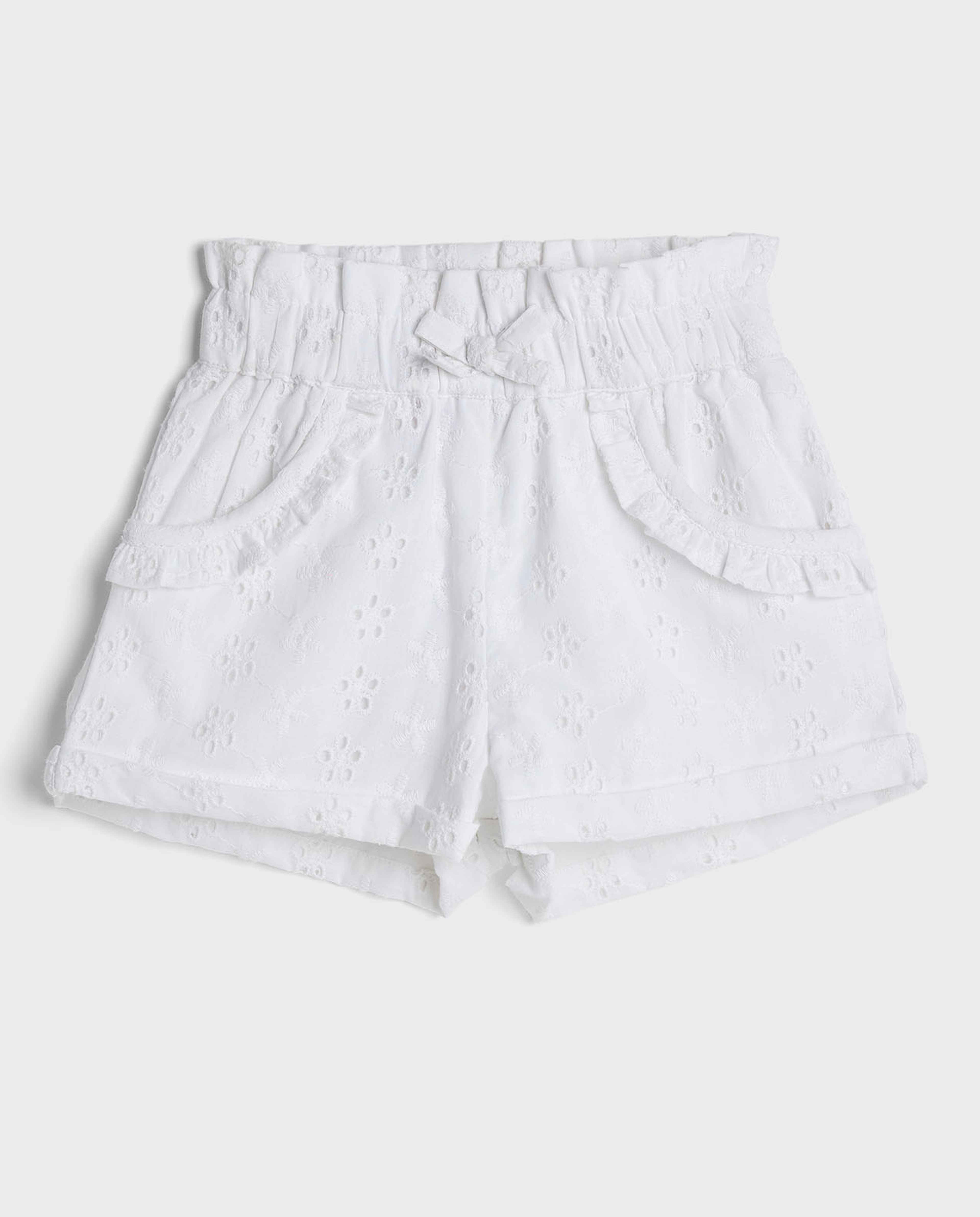 Schiffli Shorts with Paperbag Waist