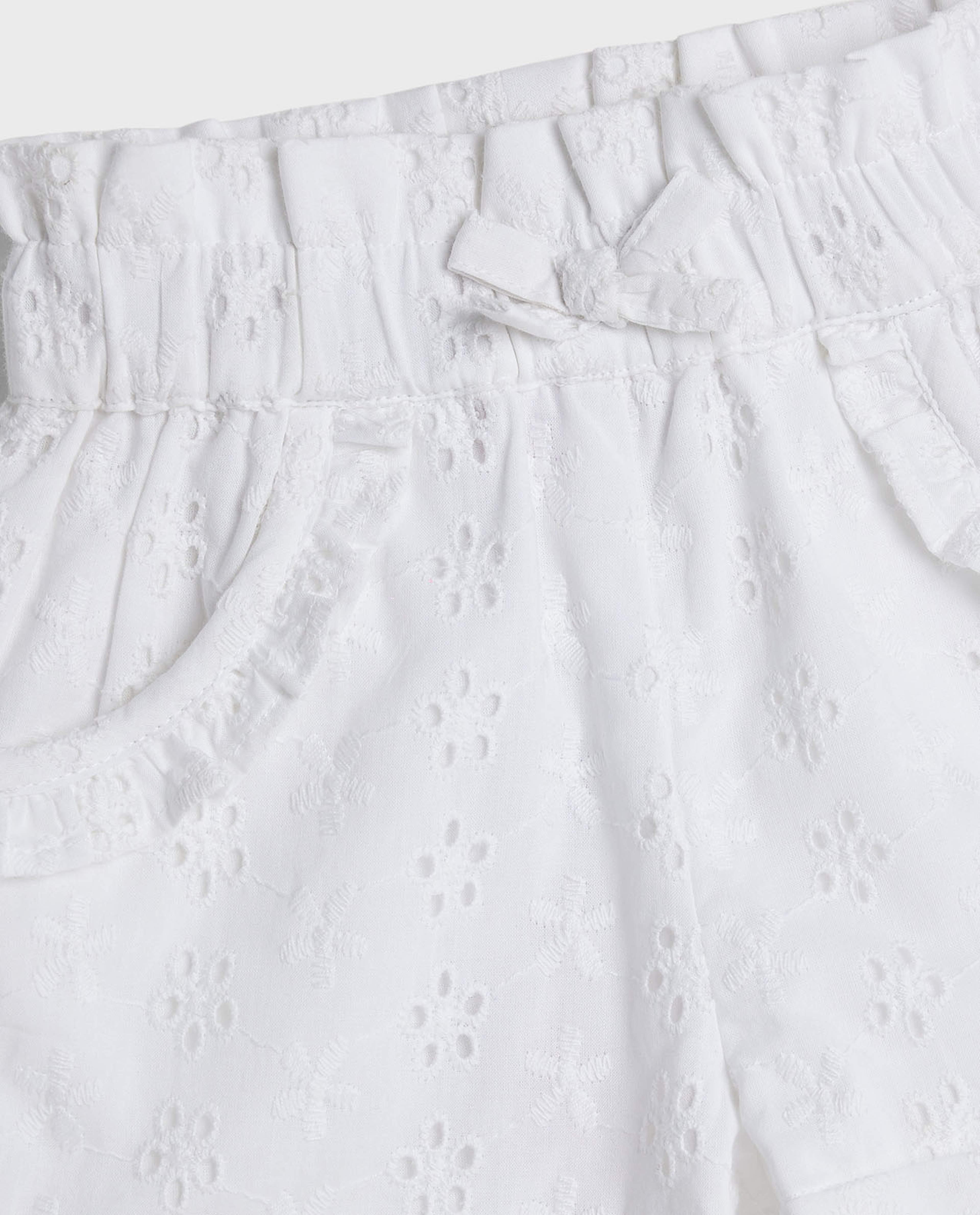 Schiffli Shorts with Paperbag Waist