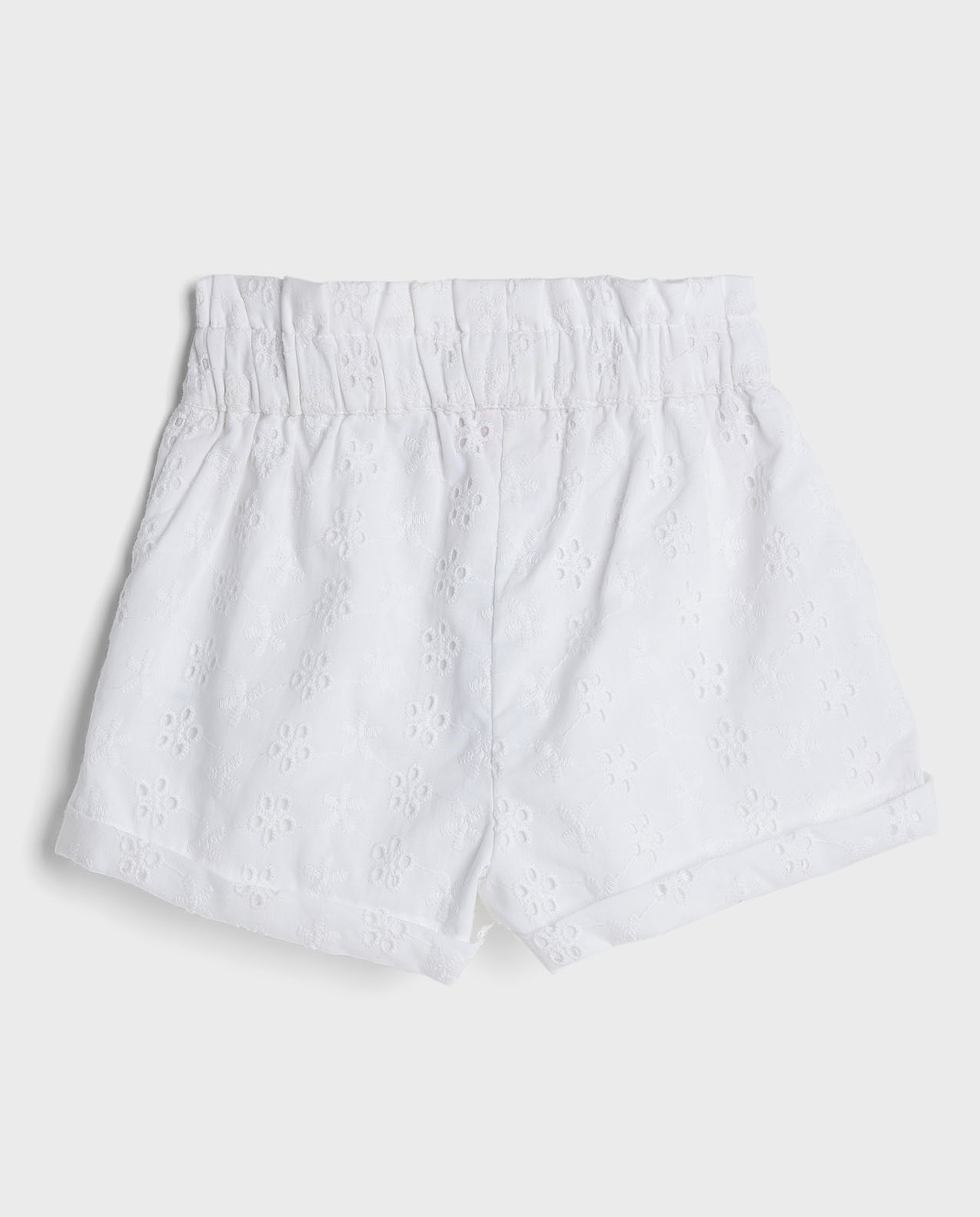 Schiffli Shorts with Paperbag Waist