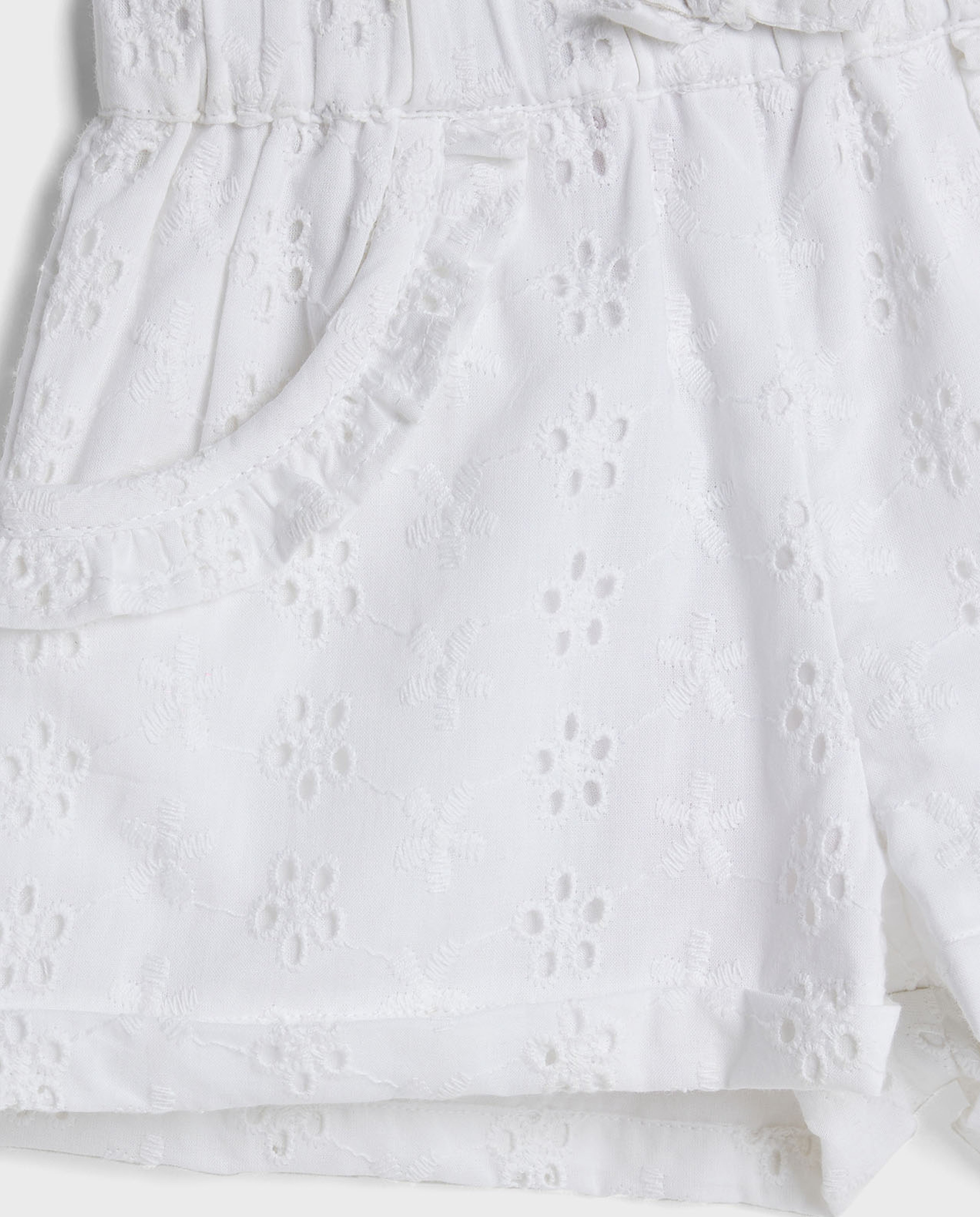 Schiffli Shorts with Paperbag Waist