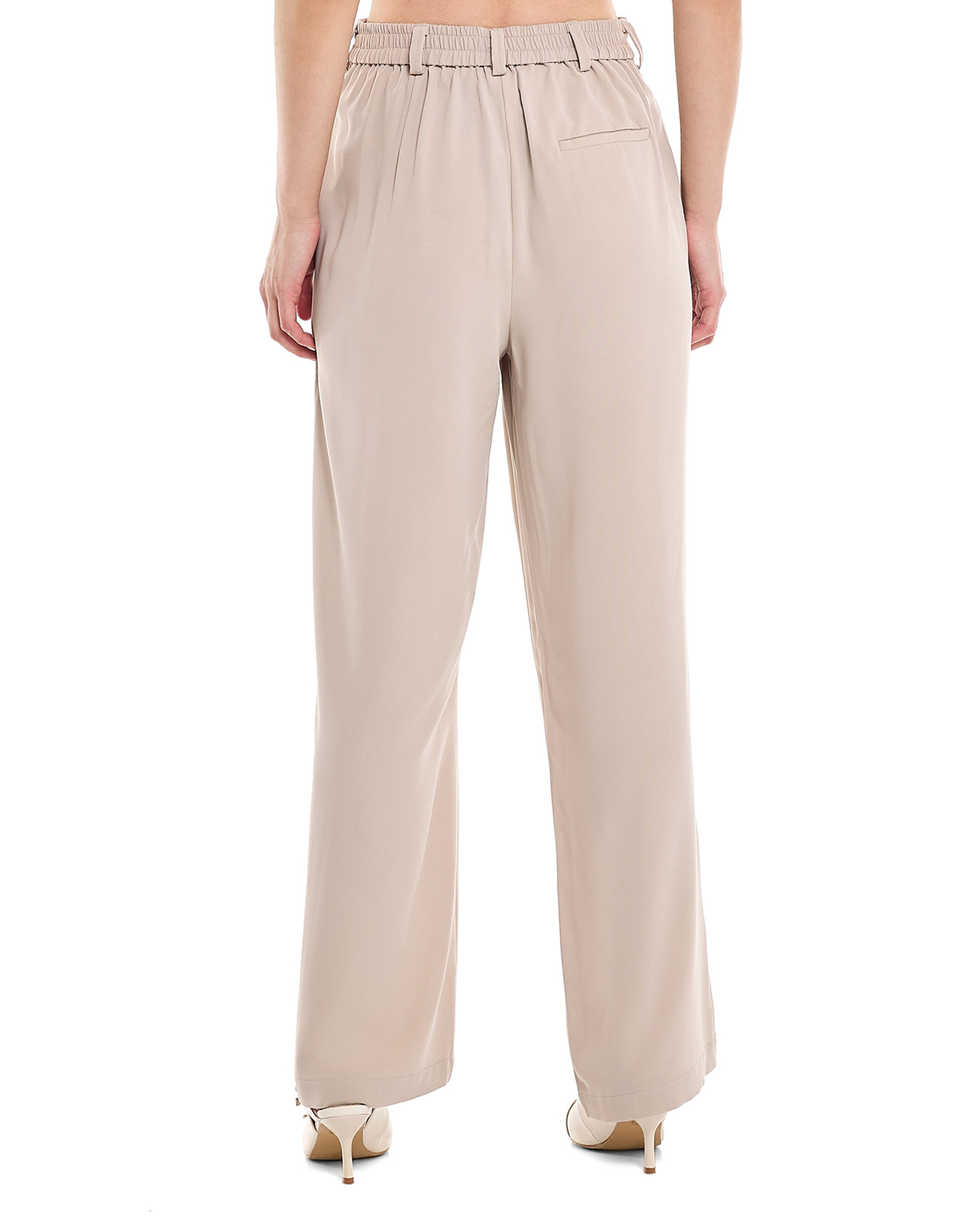 Solid Wide Leg Trousers with Button Closure