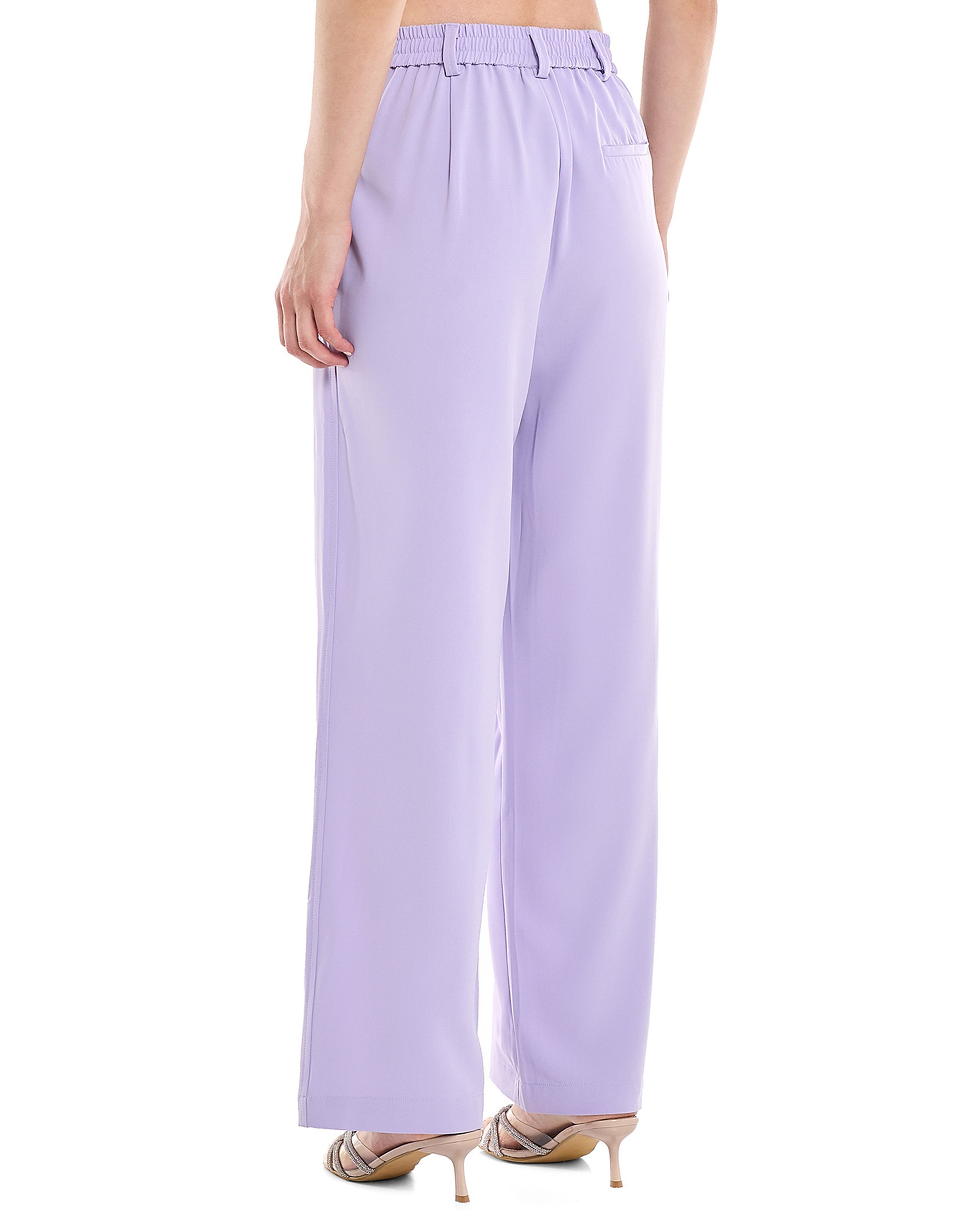 Solid Wide Leg Trousers with Button Closure