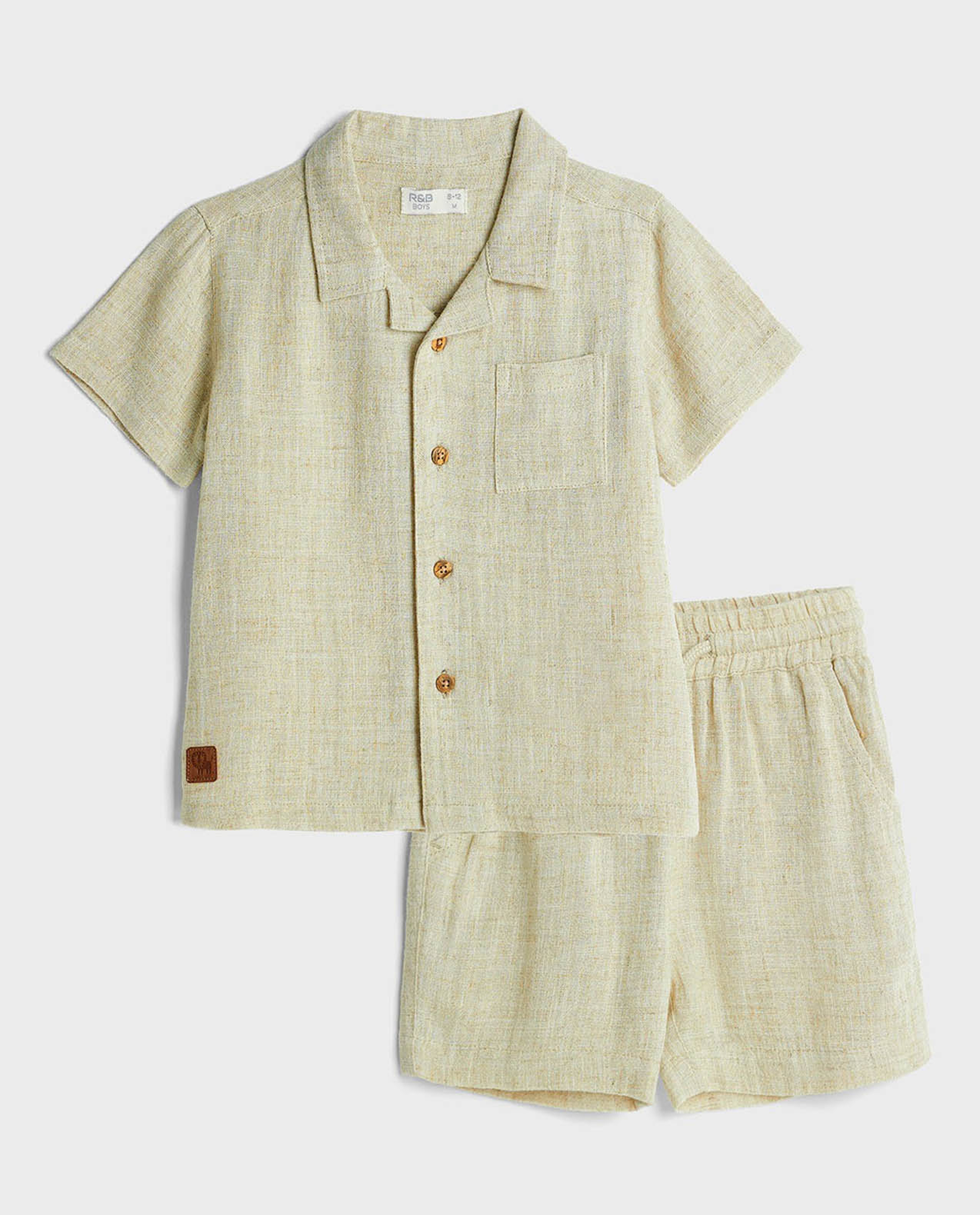 Textured Shirt and Shorts Set