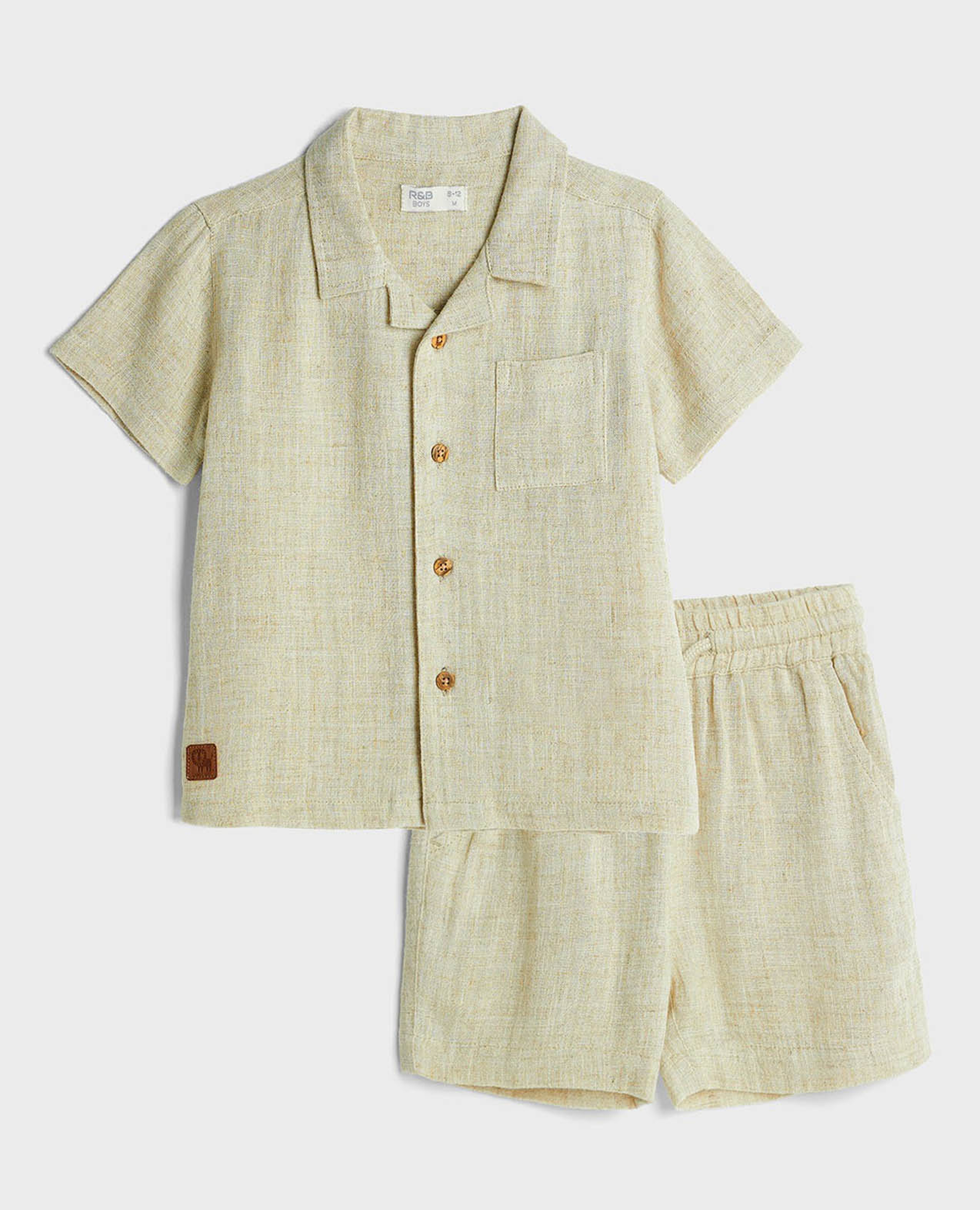 Textured Shirt and Shorts Set