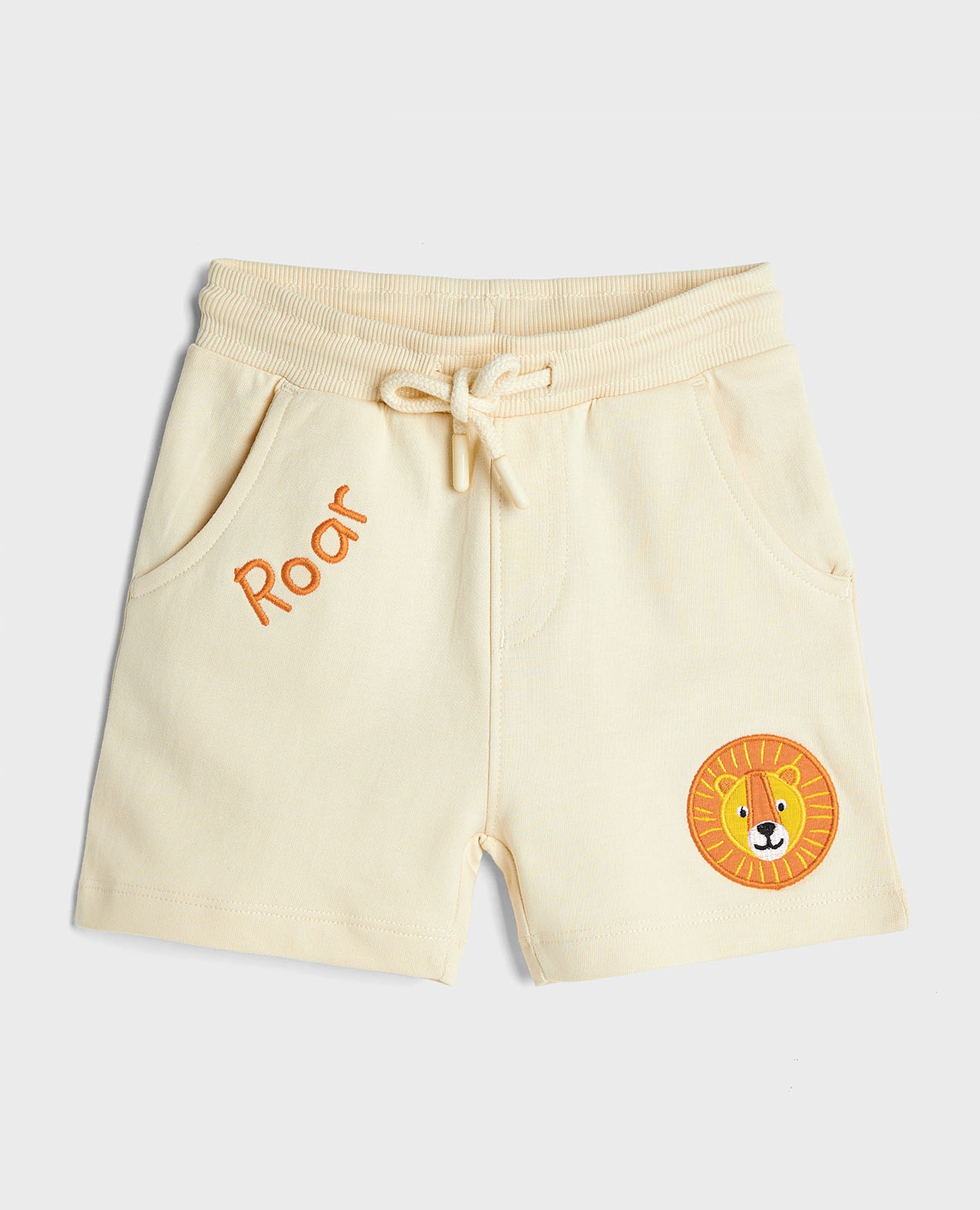 Embroidered Shorts with Drawstring Closure