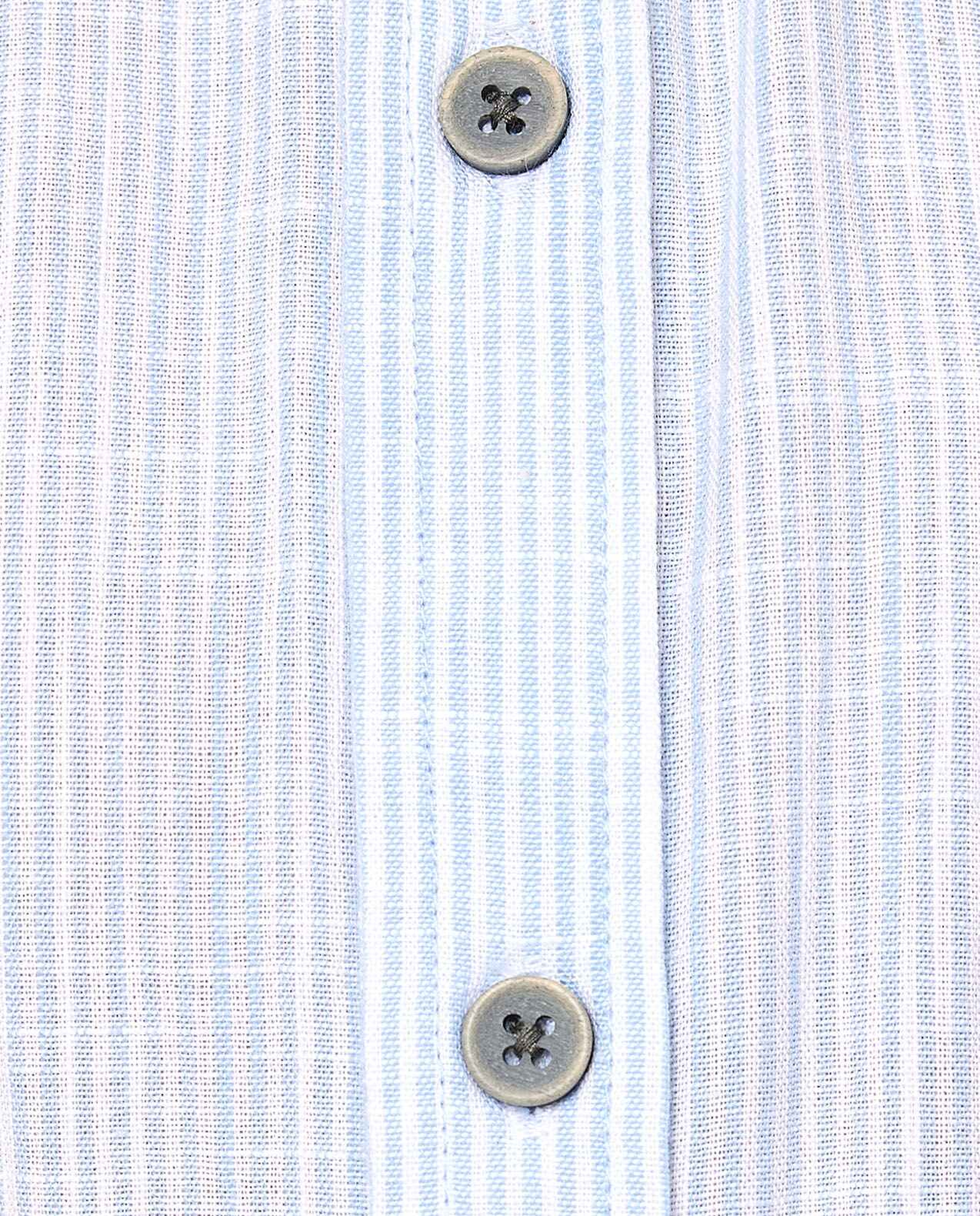 Striped Shirt with Mandarin Collar and Short Sleeves