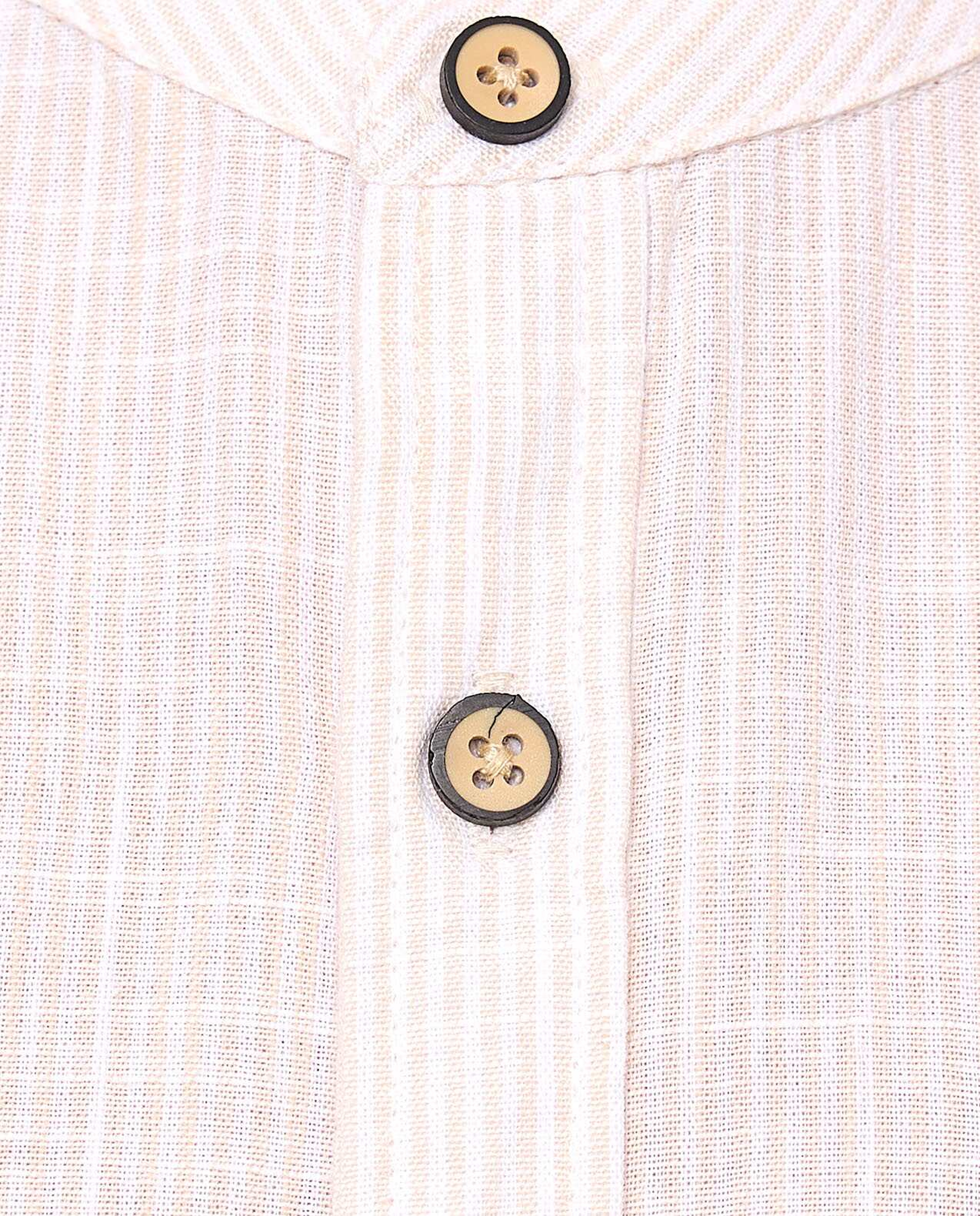 Striped Shirt with Mandarin Collar and Short Sleeves