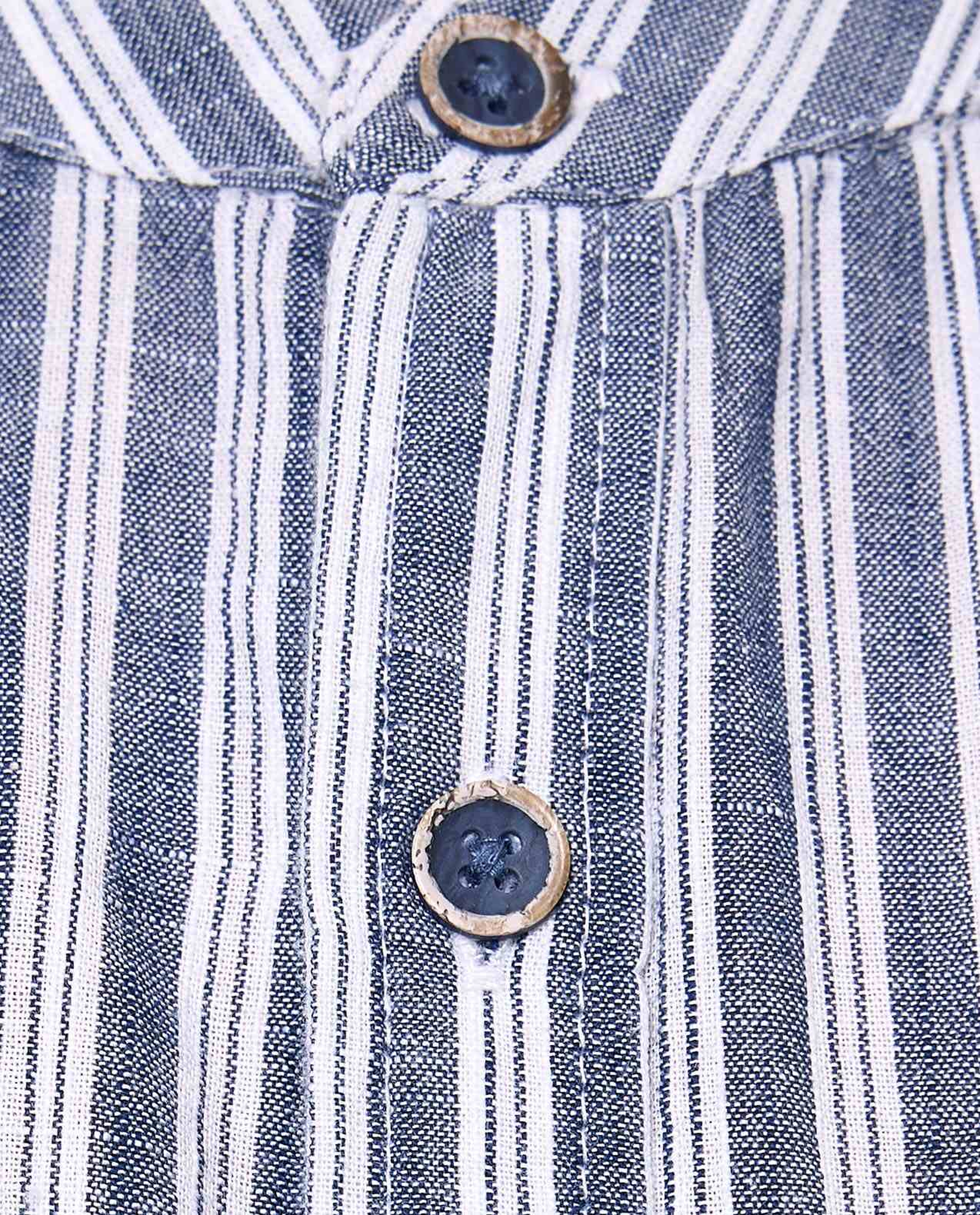 Striped Shirt with Mandarin Collar and Long Sleeves