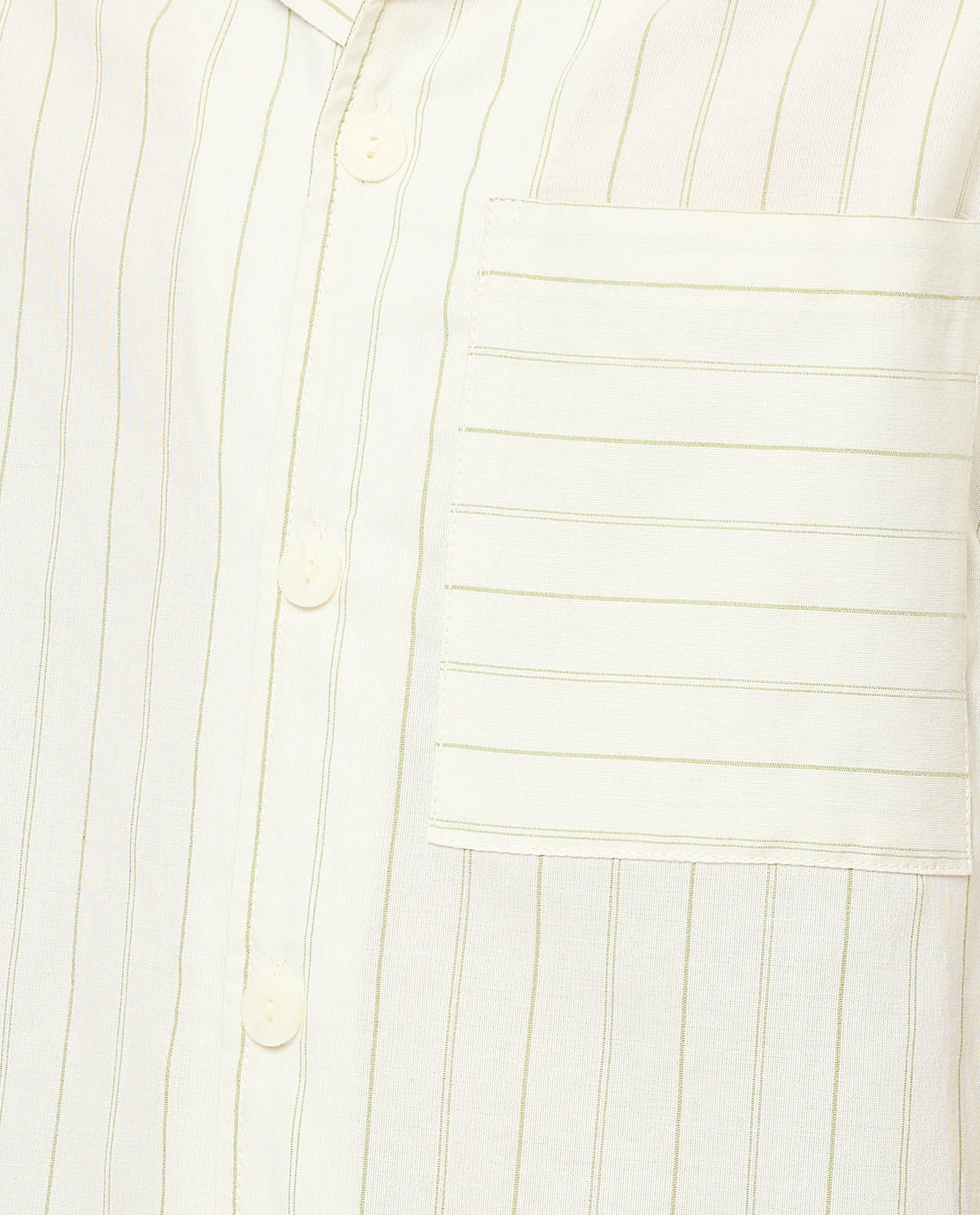 Striped Shirt with Revere Collar and Short Sleeves