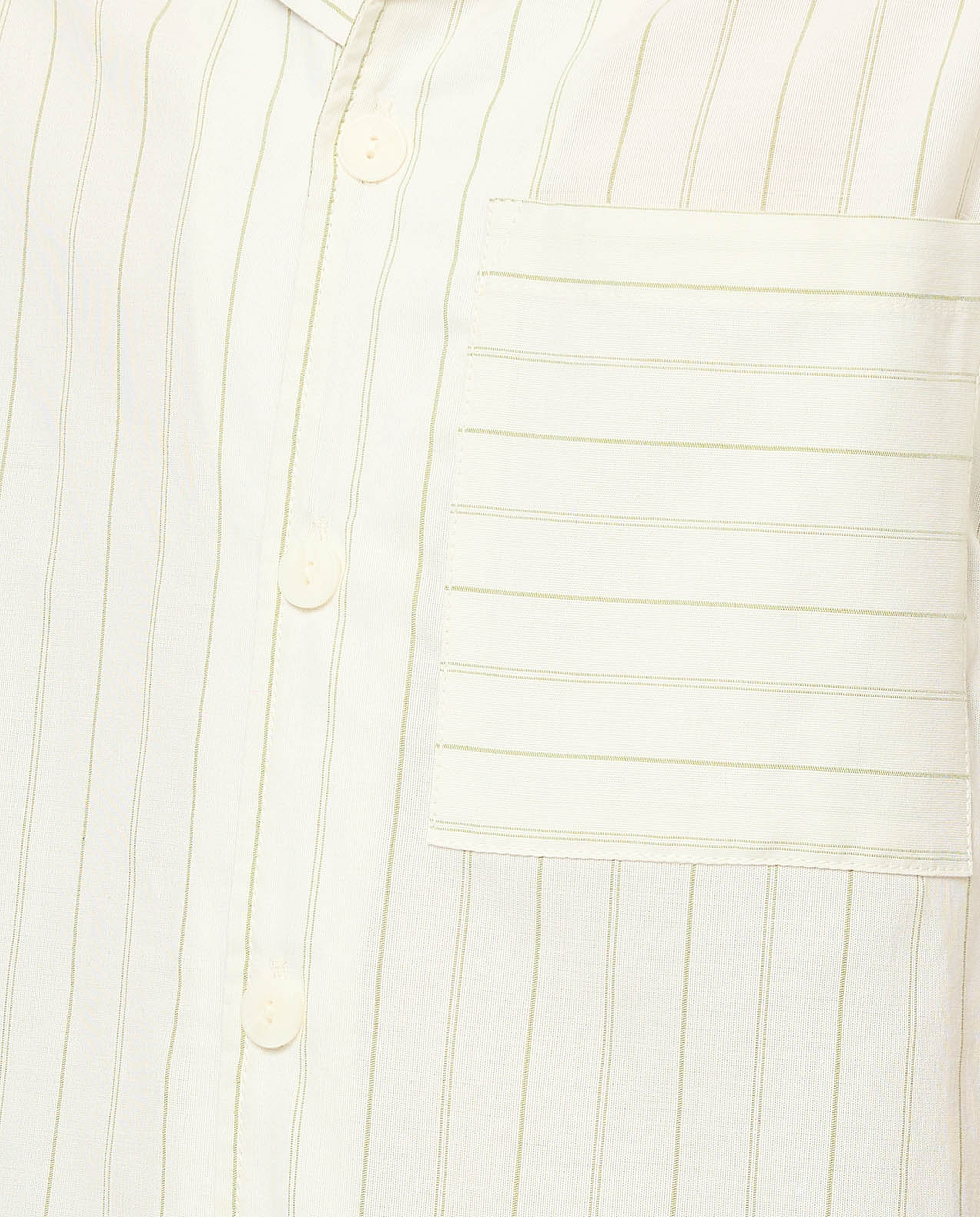 Striped Shirt with Revere Collar and Short Sleeves