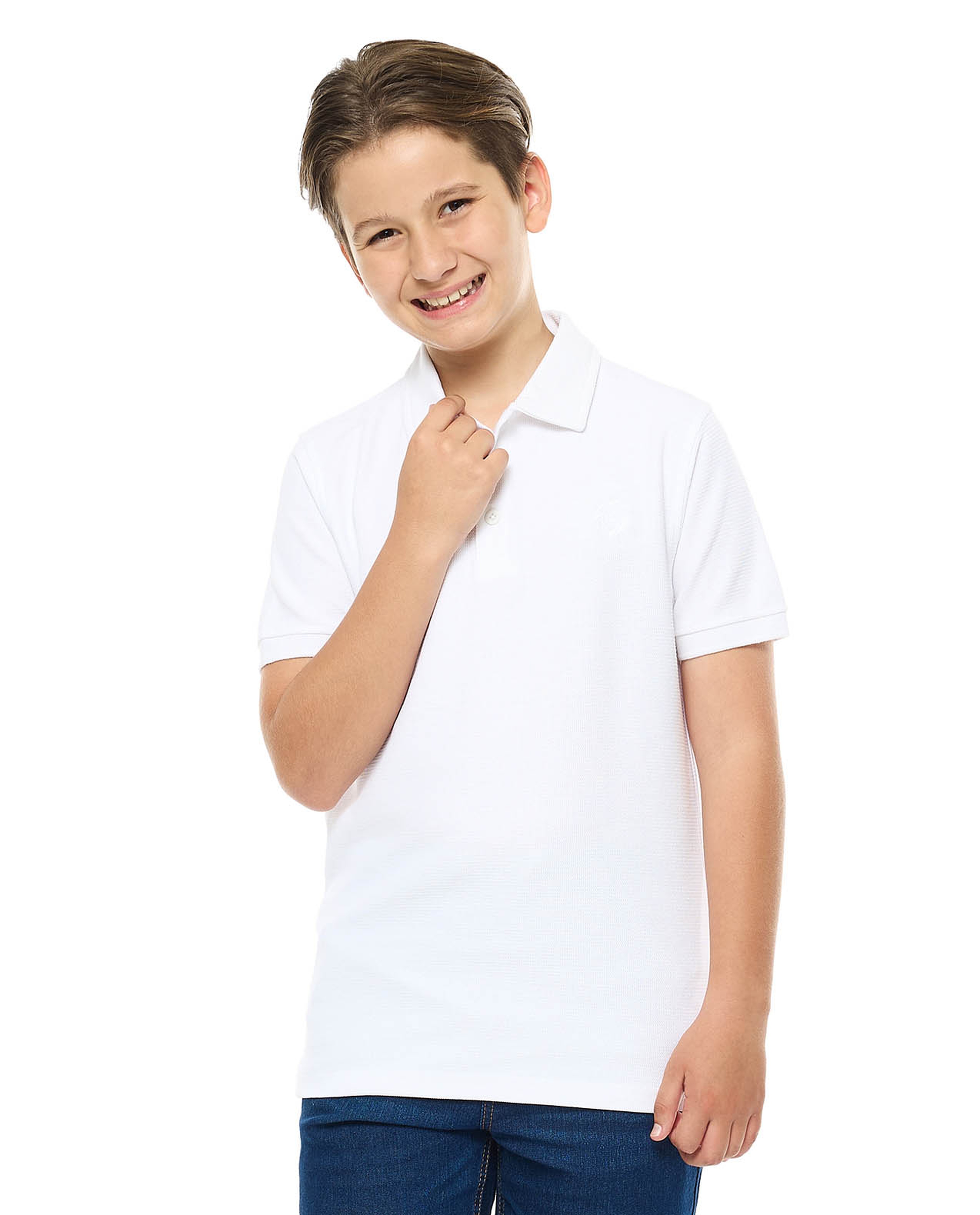 Textured Polo T-Shirt with Short Sleeves