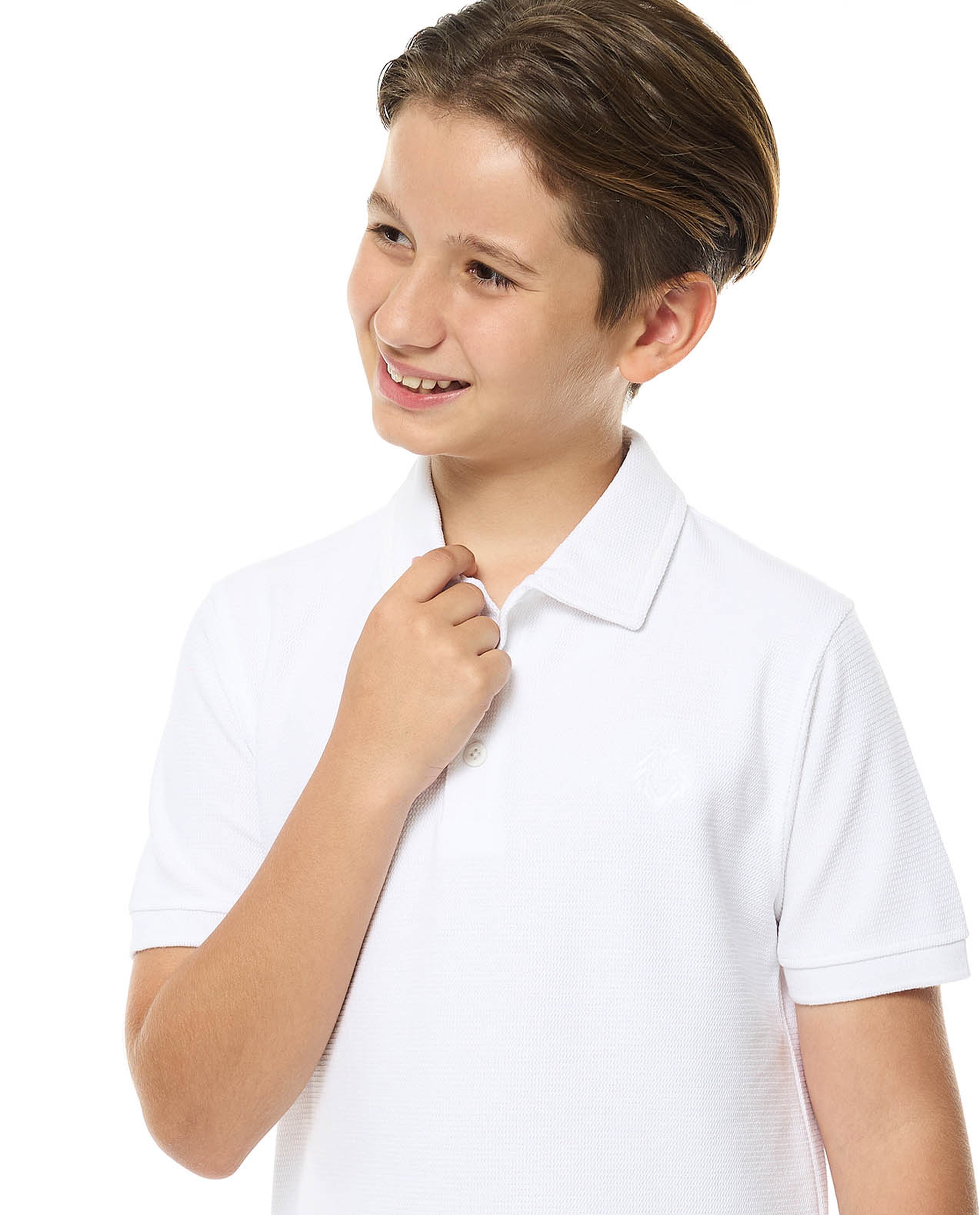 Textured Polo T-Shirt with Short Sleeves