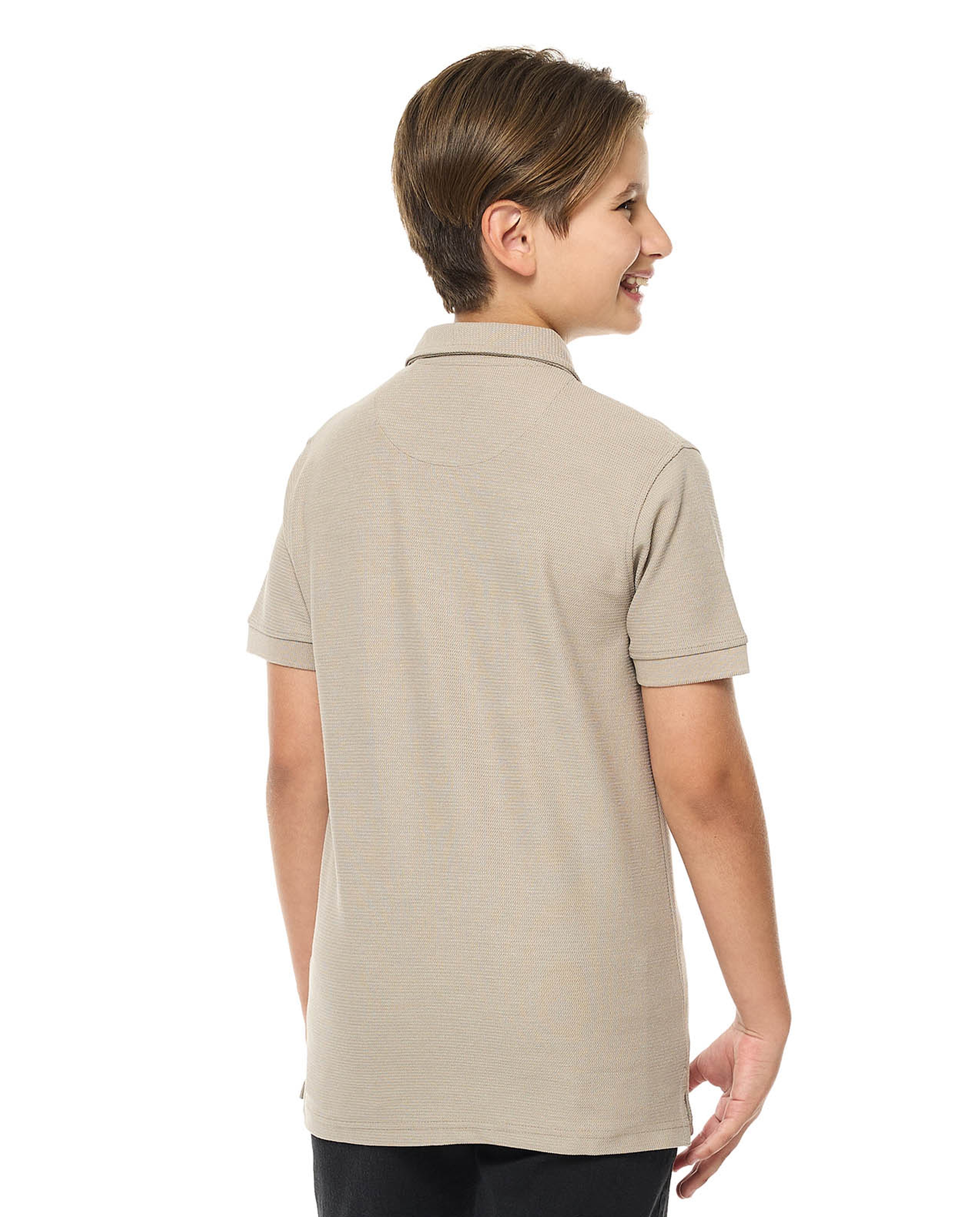 Textured Polo T-Shirt with Short Sleeves