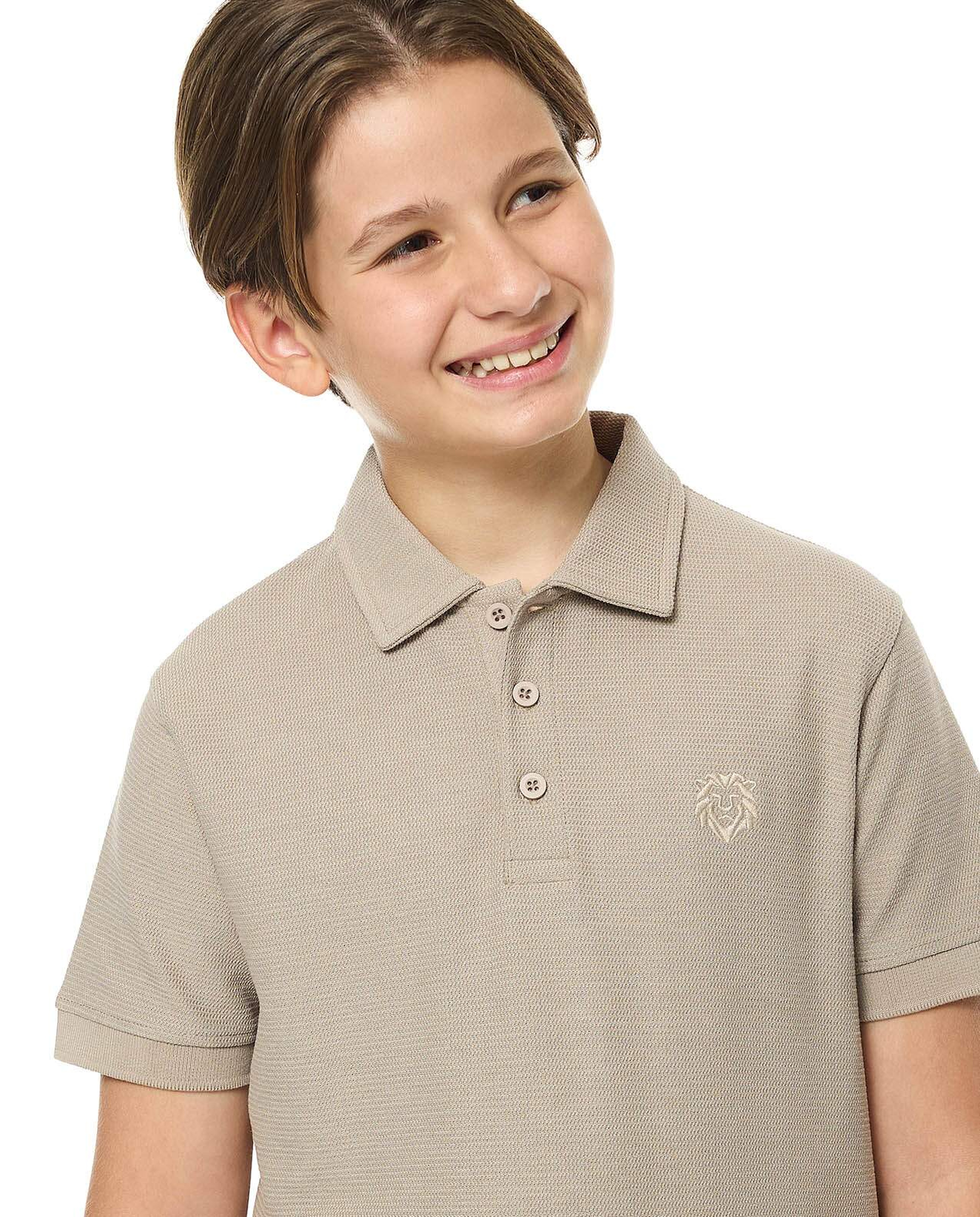 Textured Polo T-Shirt with Short Sleeves