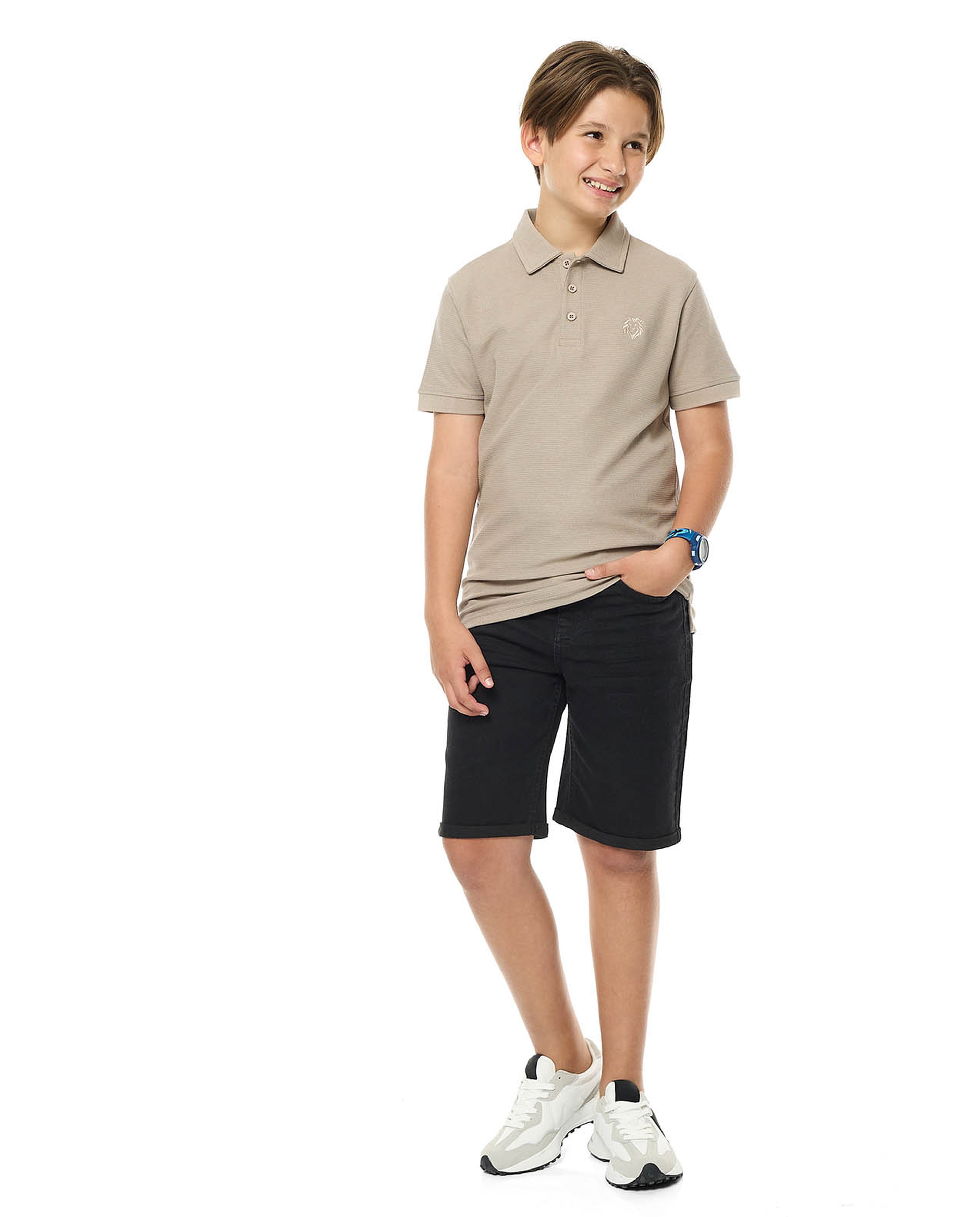 Textured Polo T-Shirt with Short Sleeves