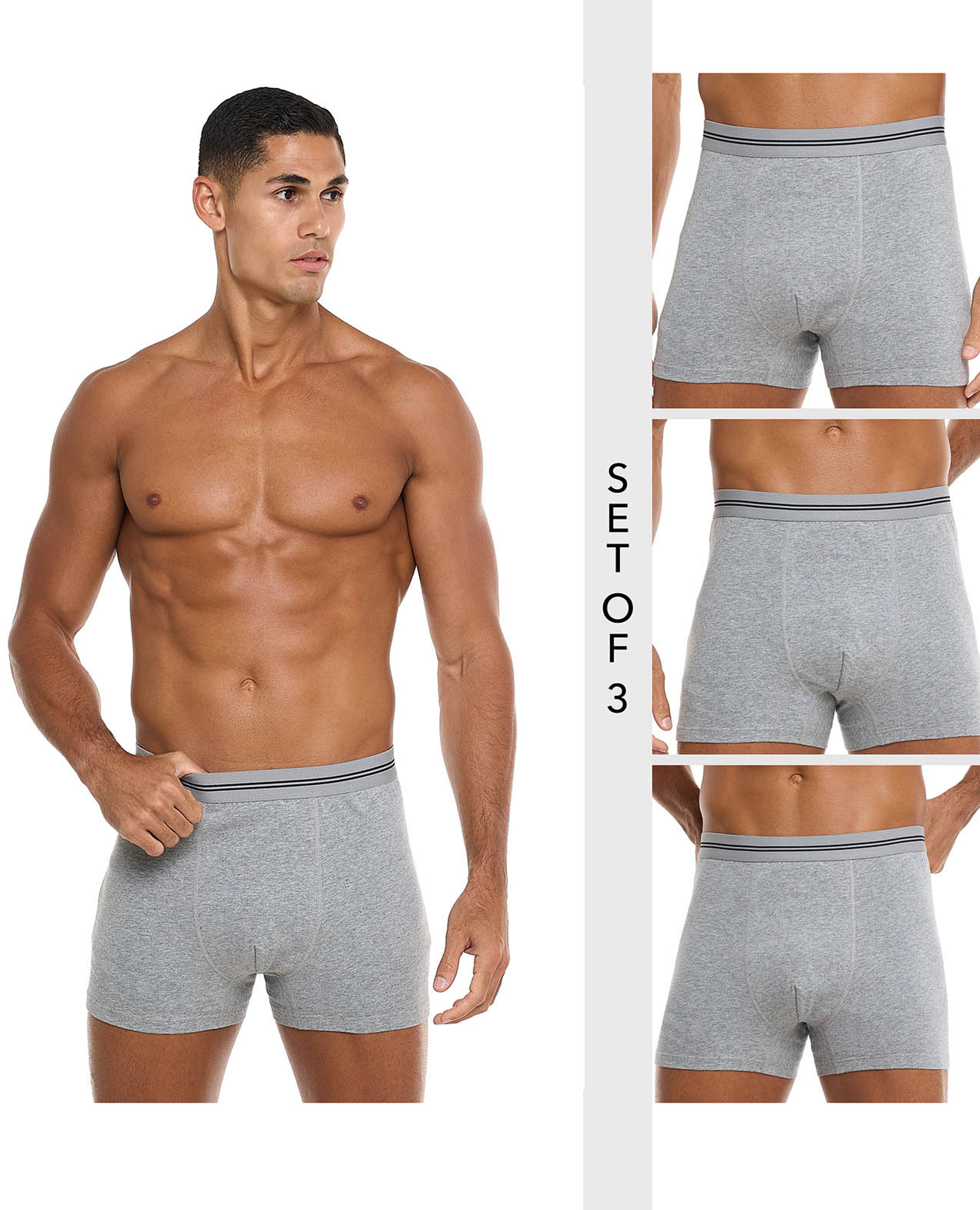 3 Pack Solid Boxer Briefs