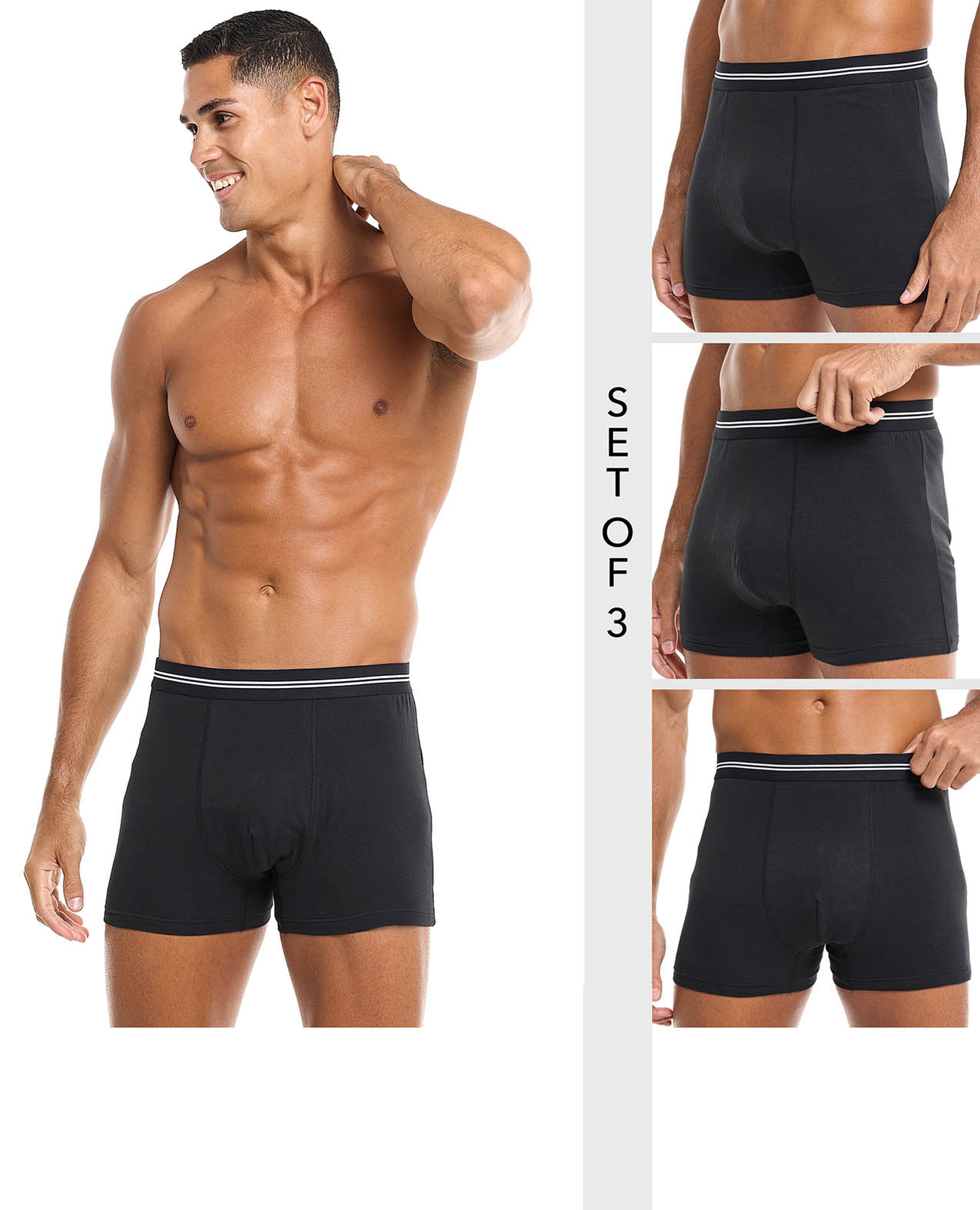 3 Pack Solid Boxer Briefs