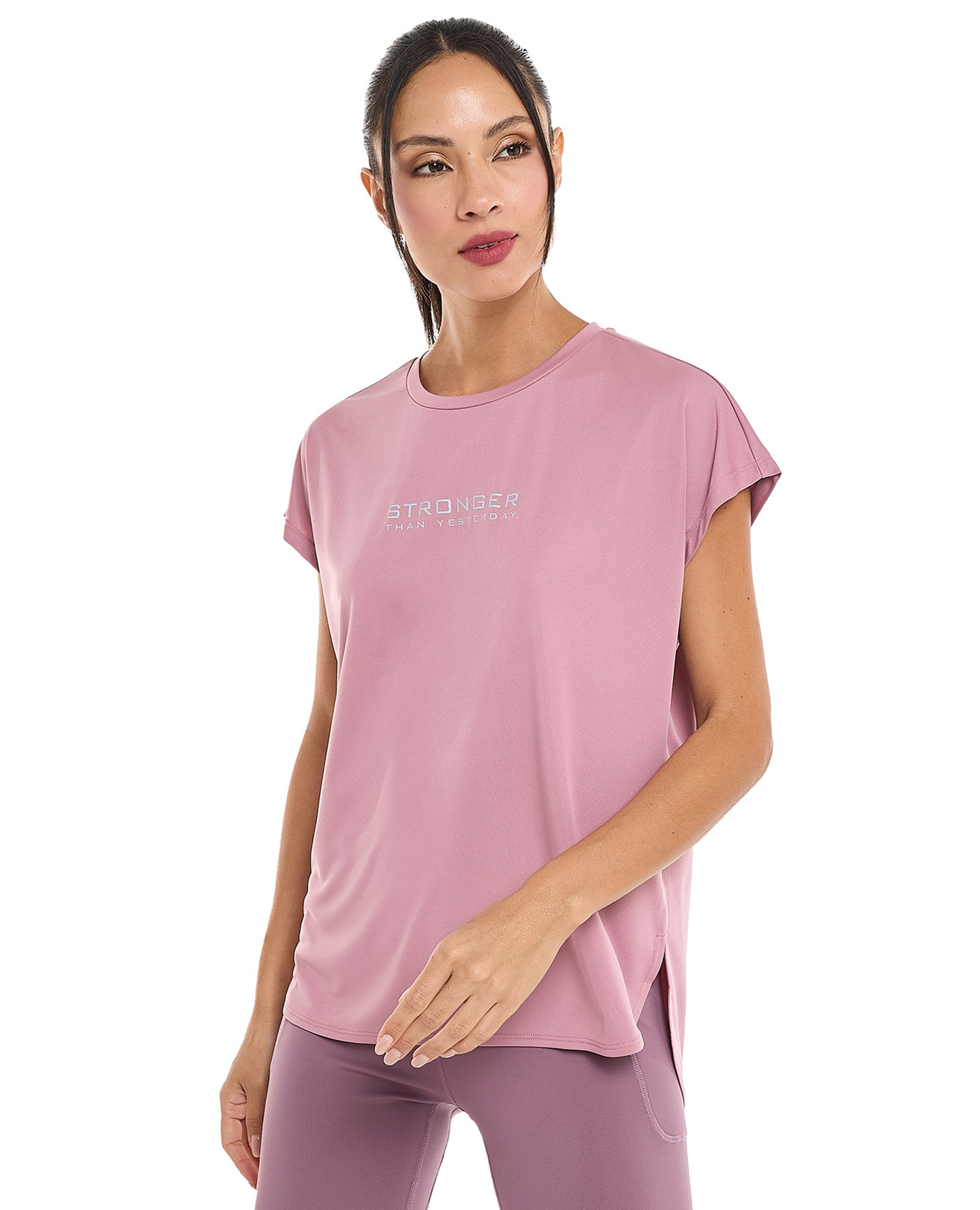 Printed Active T-Shirt with Crew Neck and Short Sleeves