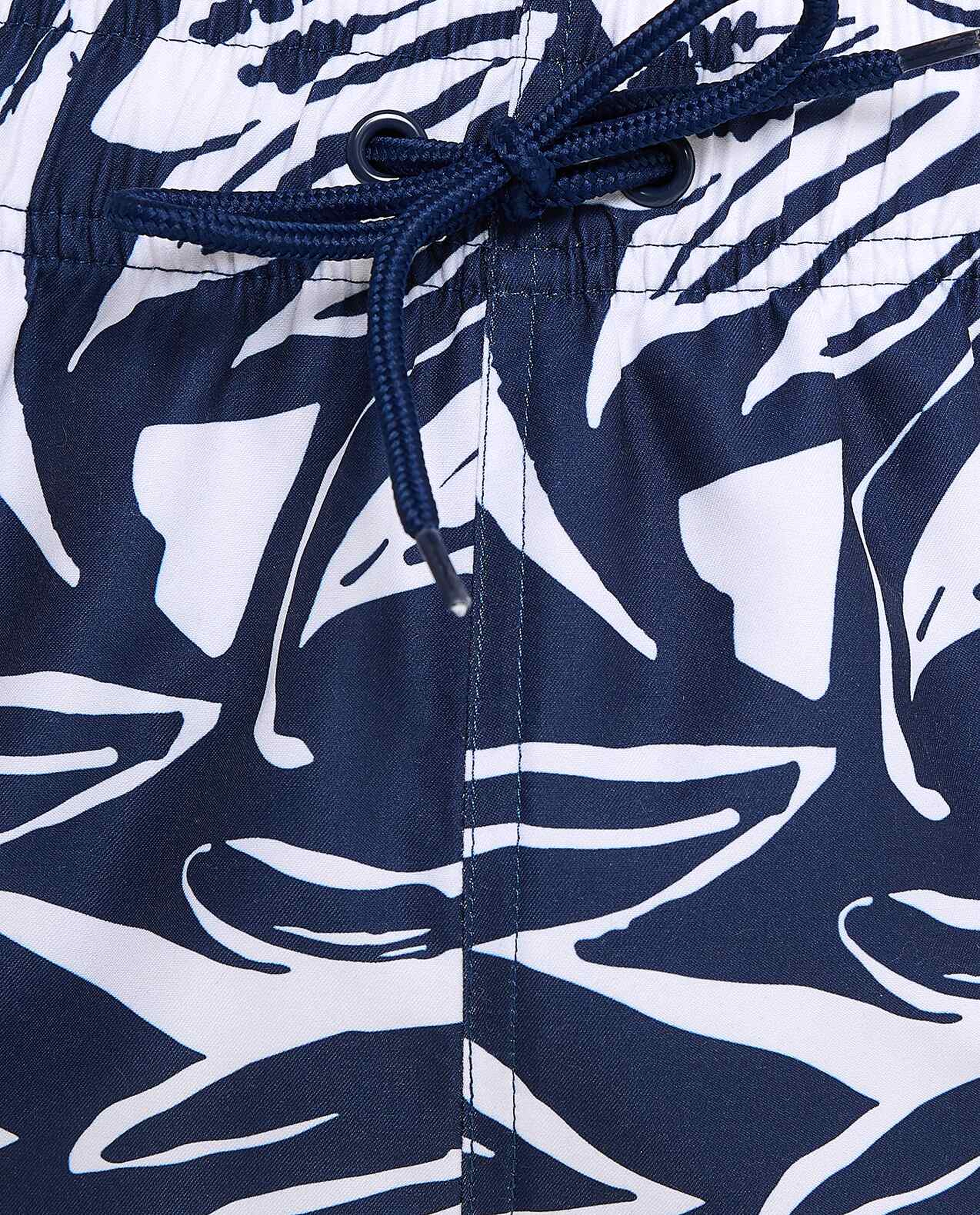 Patterned Swim Shorts with Drawstring Waist