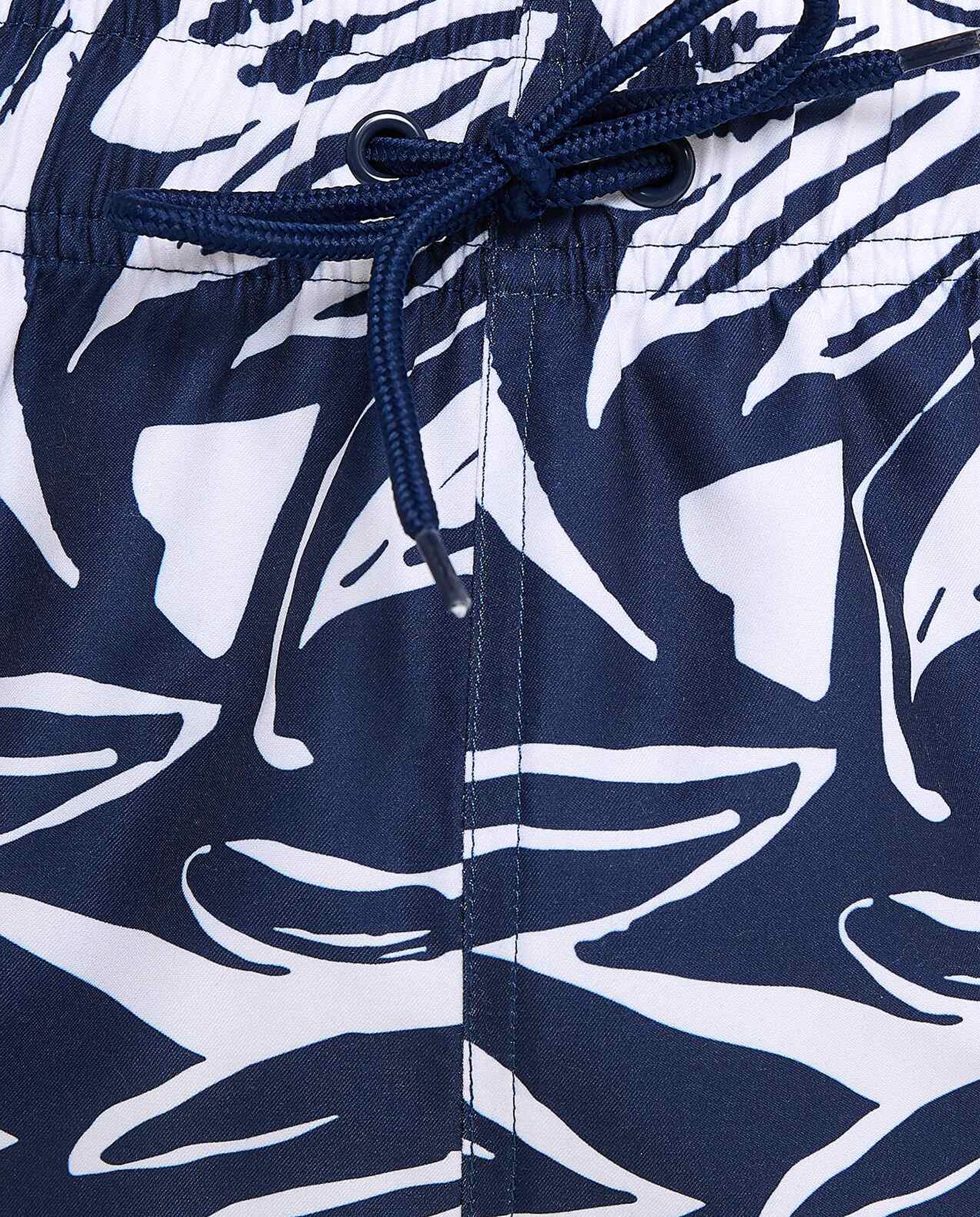 Patterned Swim Shorts with Drawstring Waist