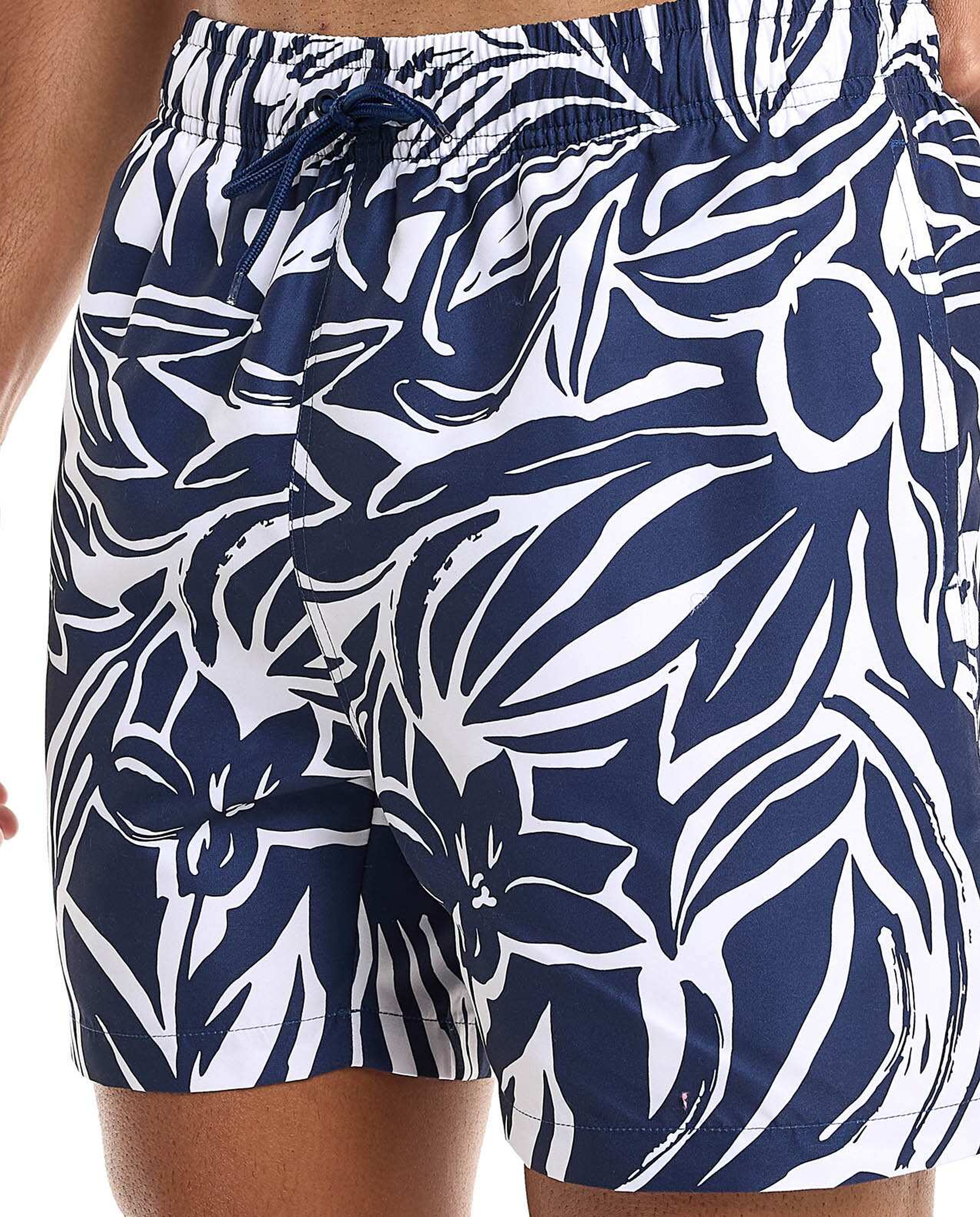Patterned Swim Shorts with Drawstring Waist