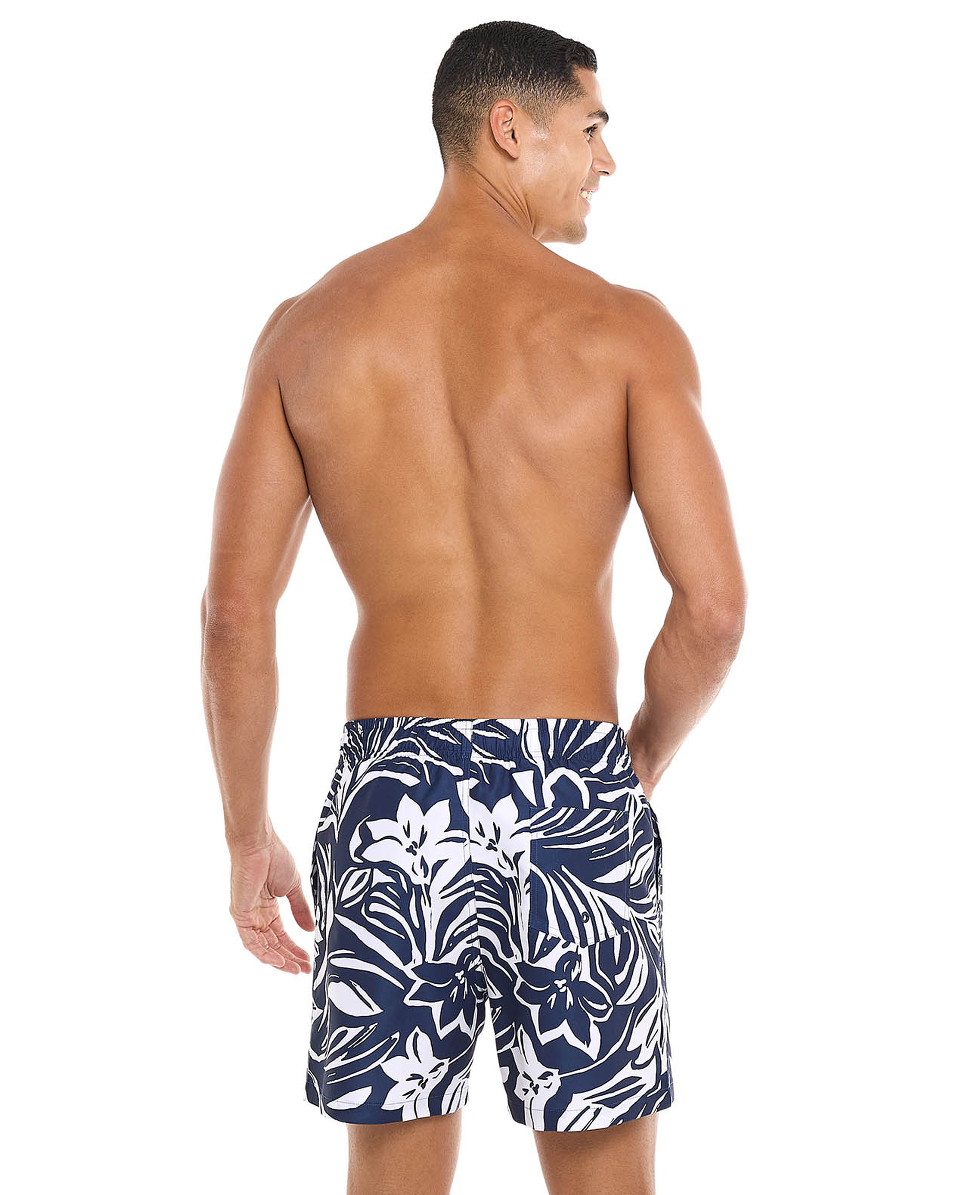 Patterned Swim Shorts with Drawstring Waist