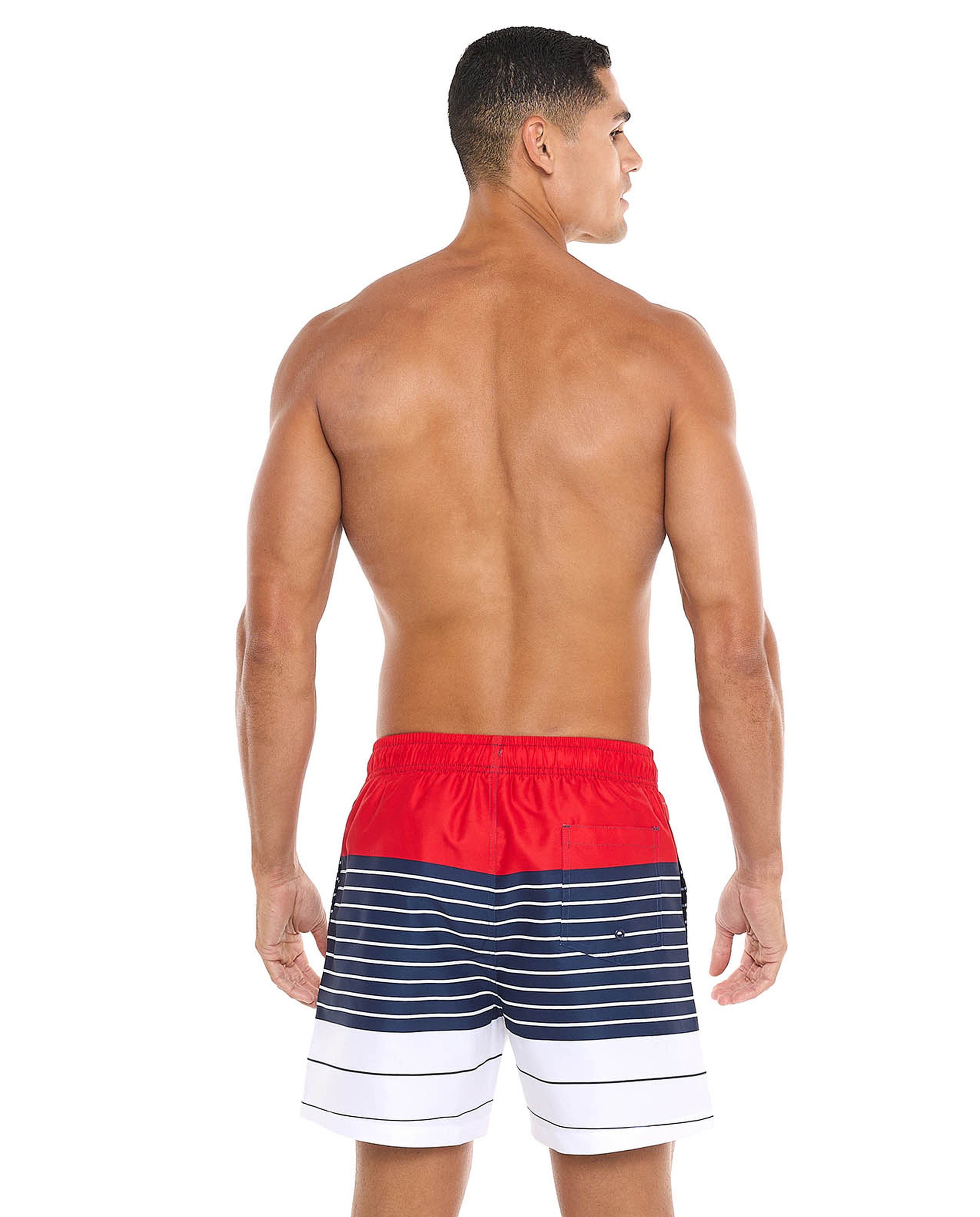 Color Block Swim Shorts with Drawstring Waist