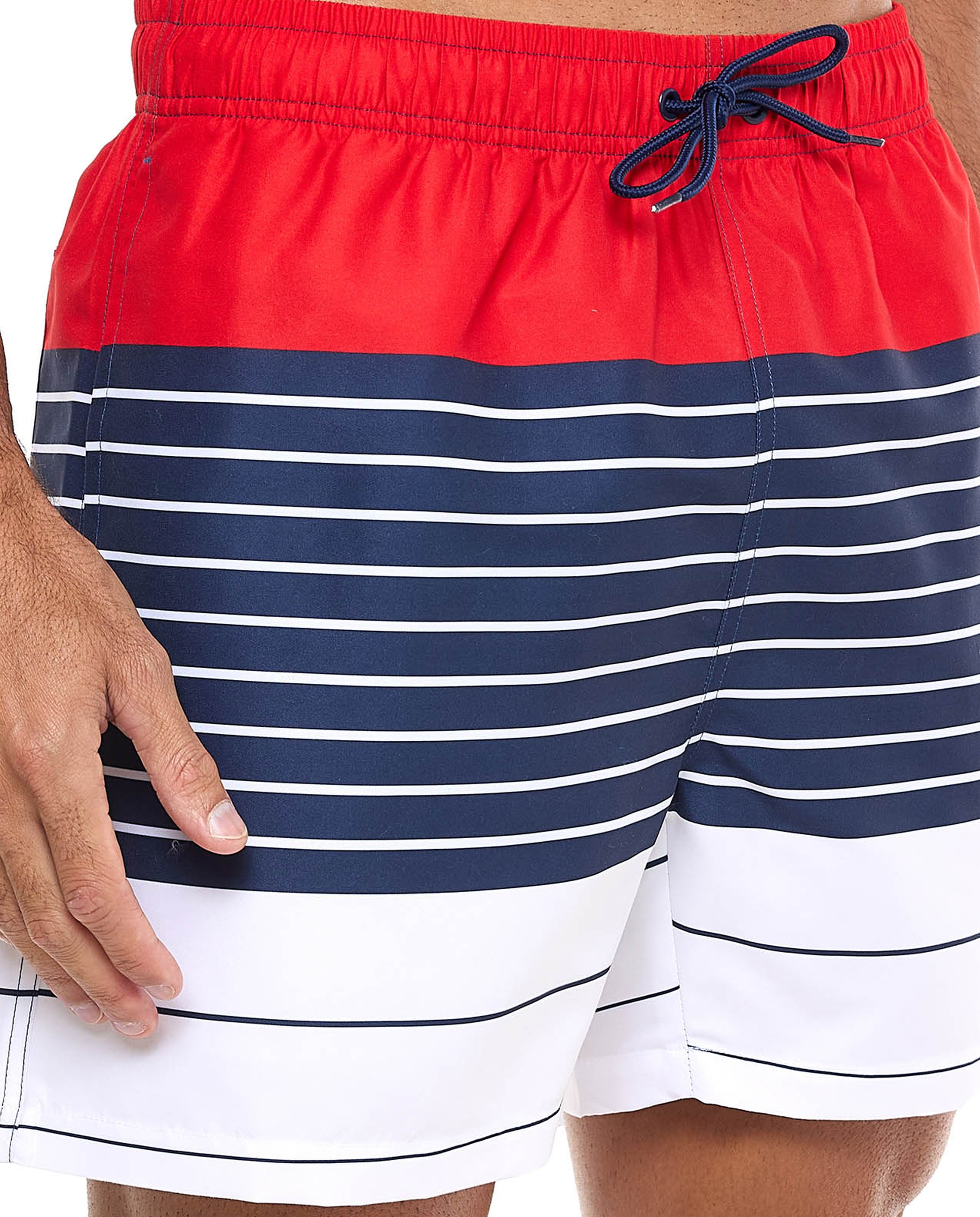 Color Block Swim Shorts with Drawstring Waist