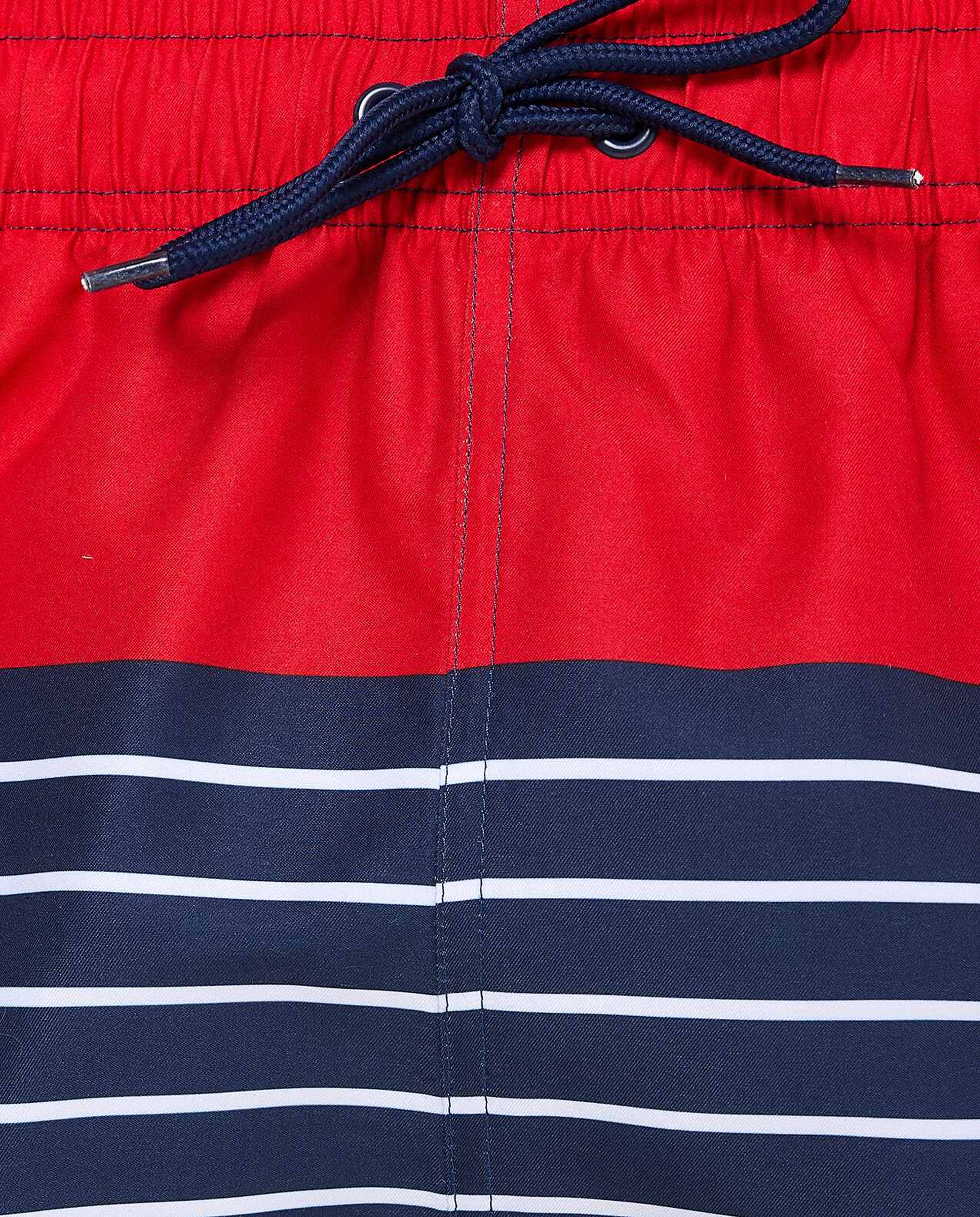 Color Block Swim Shorts with Drawstring Waist