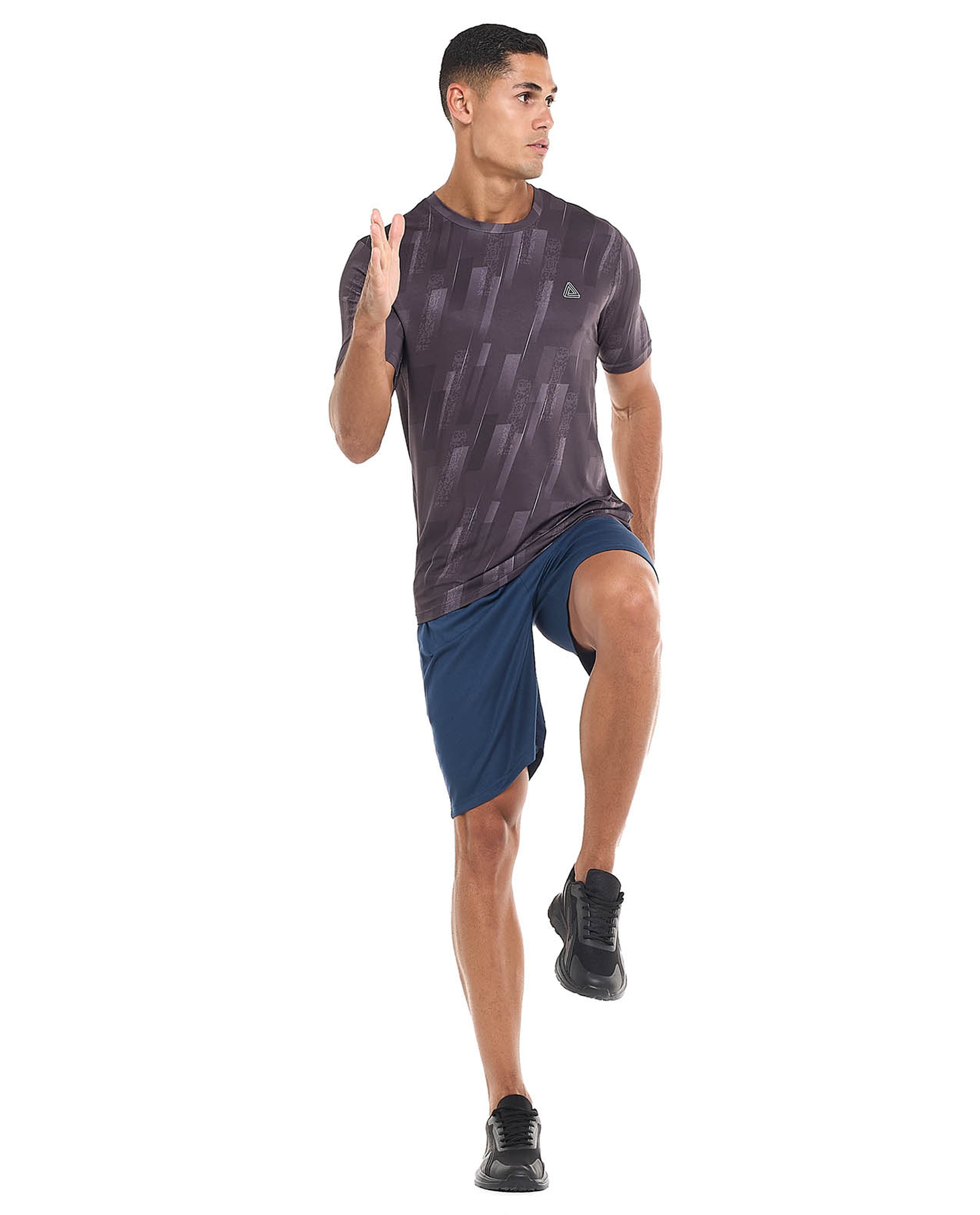 Patterned Active T-Shirt with Crew Neck and Short Sleeves