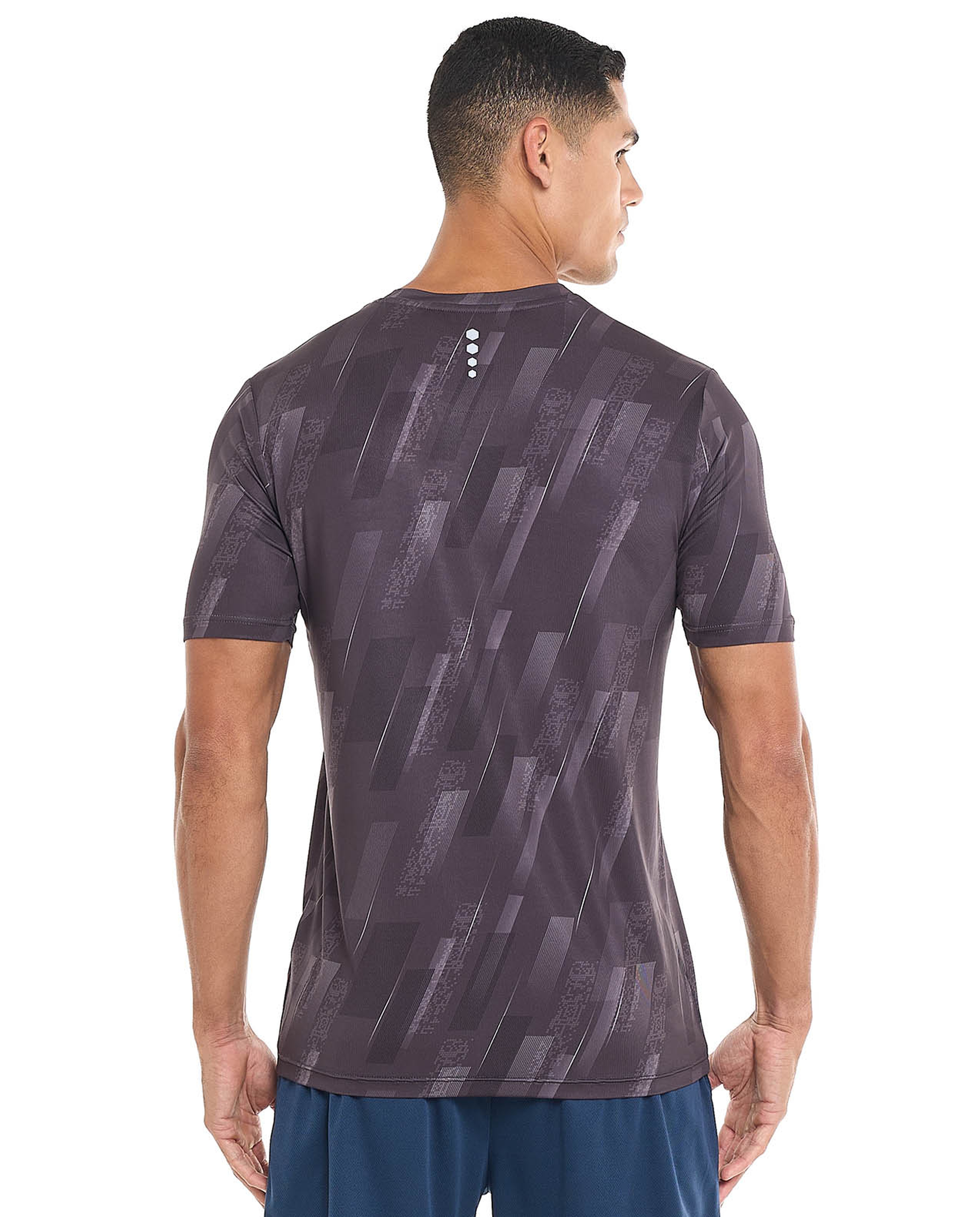 Patterned Active T-Shirt with Crew Neck and Short Sleeves