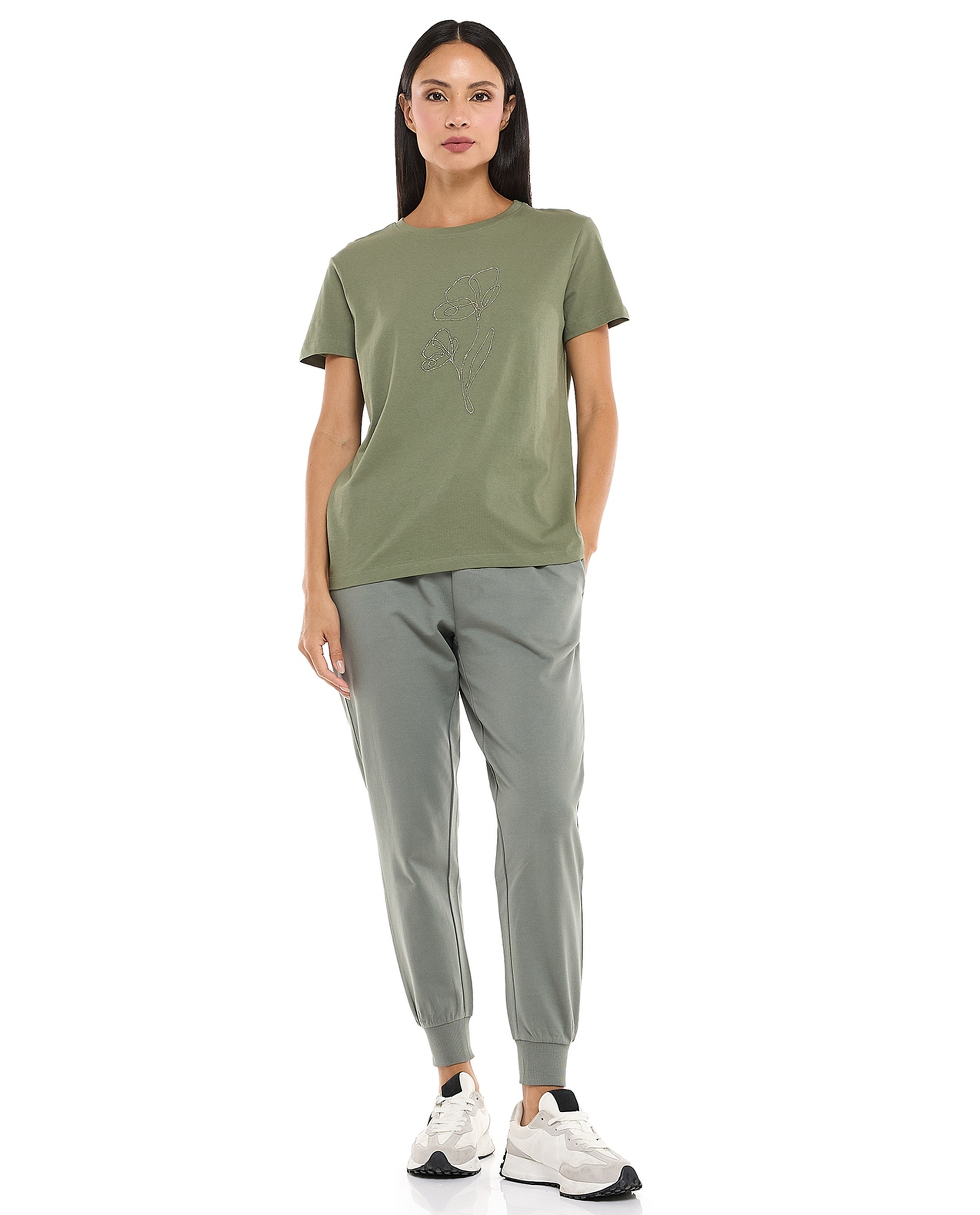 Embellished T-Shirt with Crew Neck and Short Sleeves